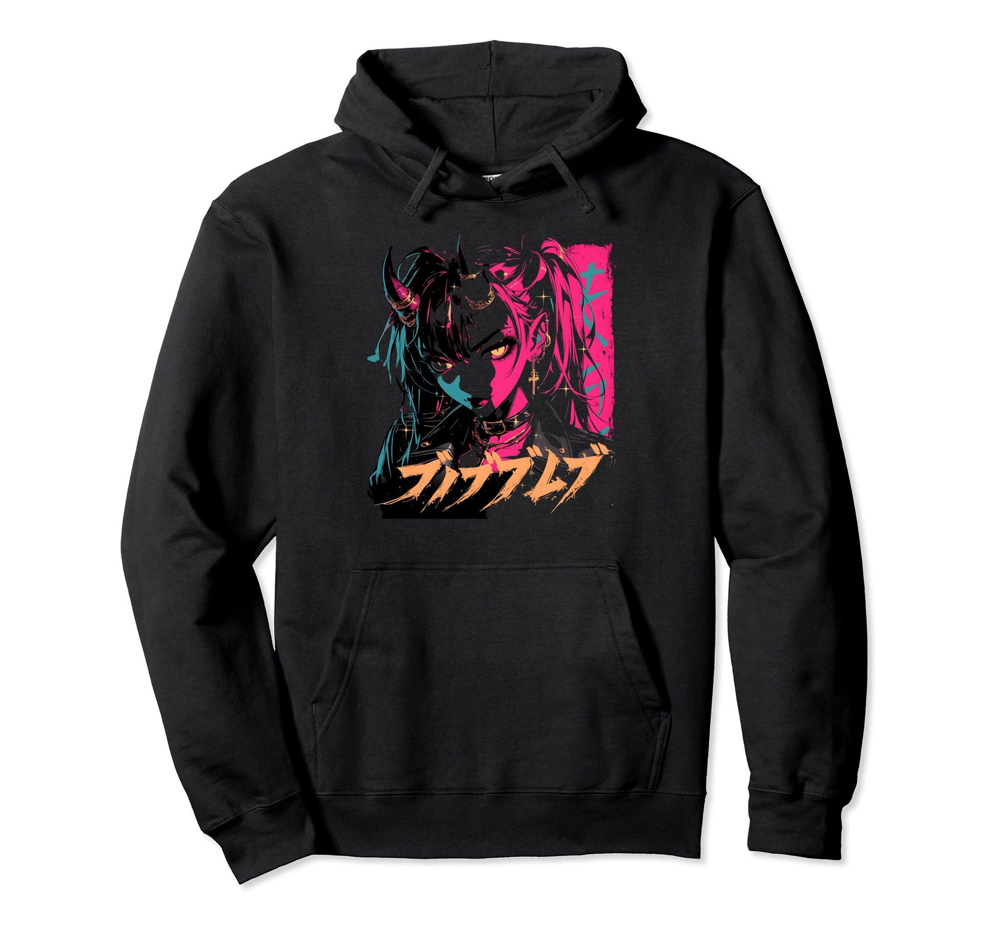 Goth Grunge Demon Anime Waifu Horror Alt Hoodie - Aesthetic Graphic Unisex - T-Shirt, Sweatshirt, Hoodie
