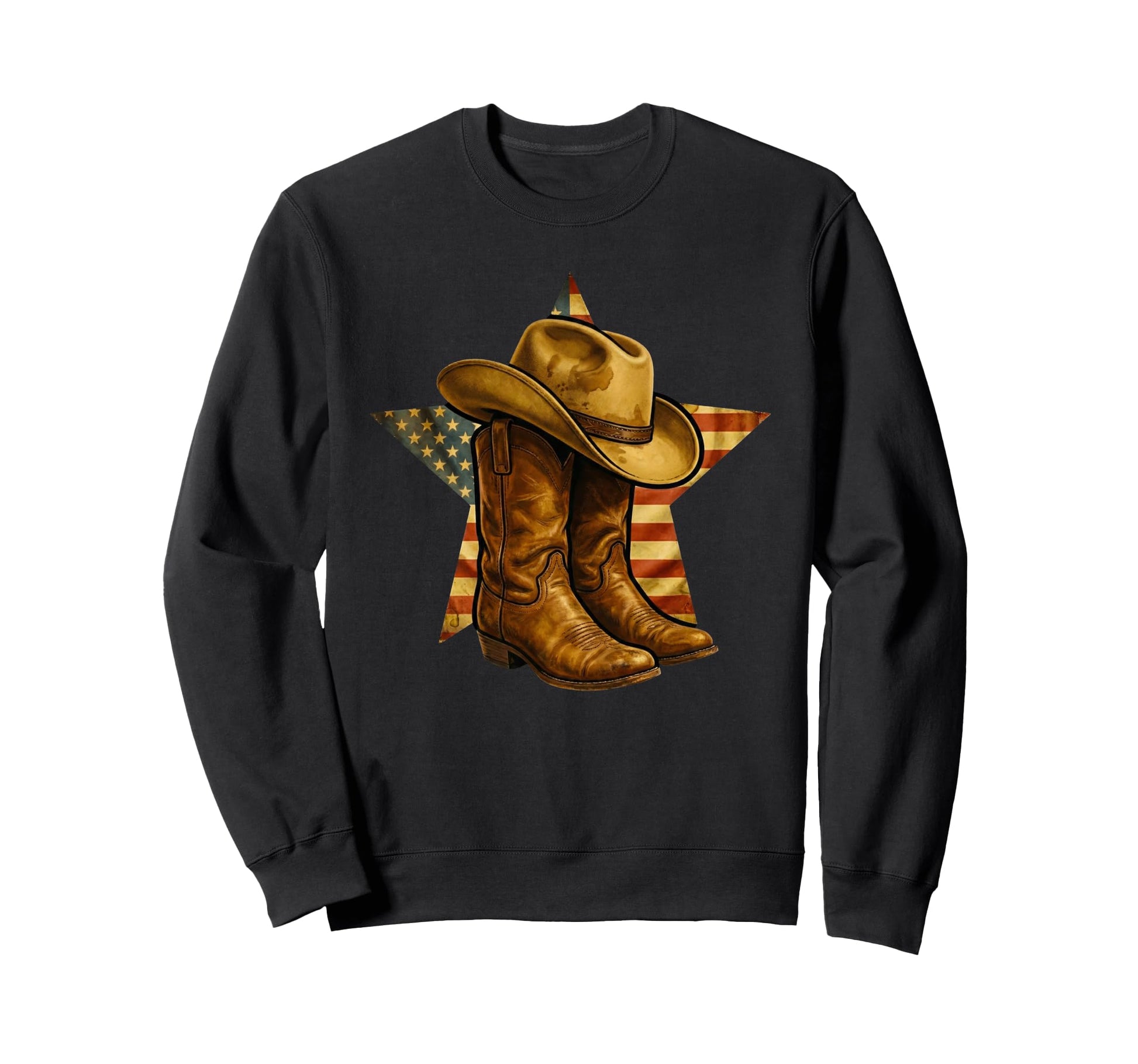 Rodeo Usa Flag Rustic Western Cowboy Sweatshirt - Streetwear Style Unisex - T-Shirt, Sweatshirt, Hoodie