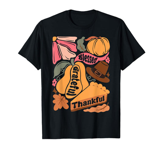 Blessed Grateful Thankful Boho T-Shirt - Aesthetic Graphic for Adults - T-Shirt, Sweatshirt, Hoodie