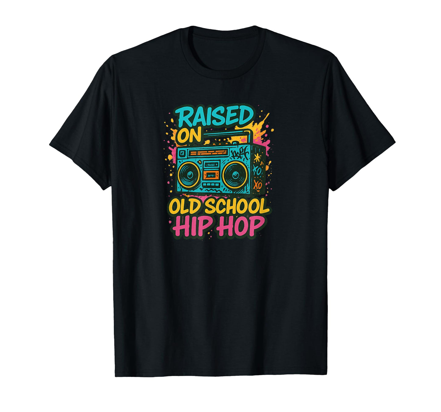 Raised Old School Hip Hop Boombox Music T-Shirt - Novelty Apparel Unisex - T-Shirt, Sweatshirt, Hoodie