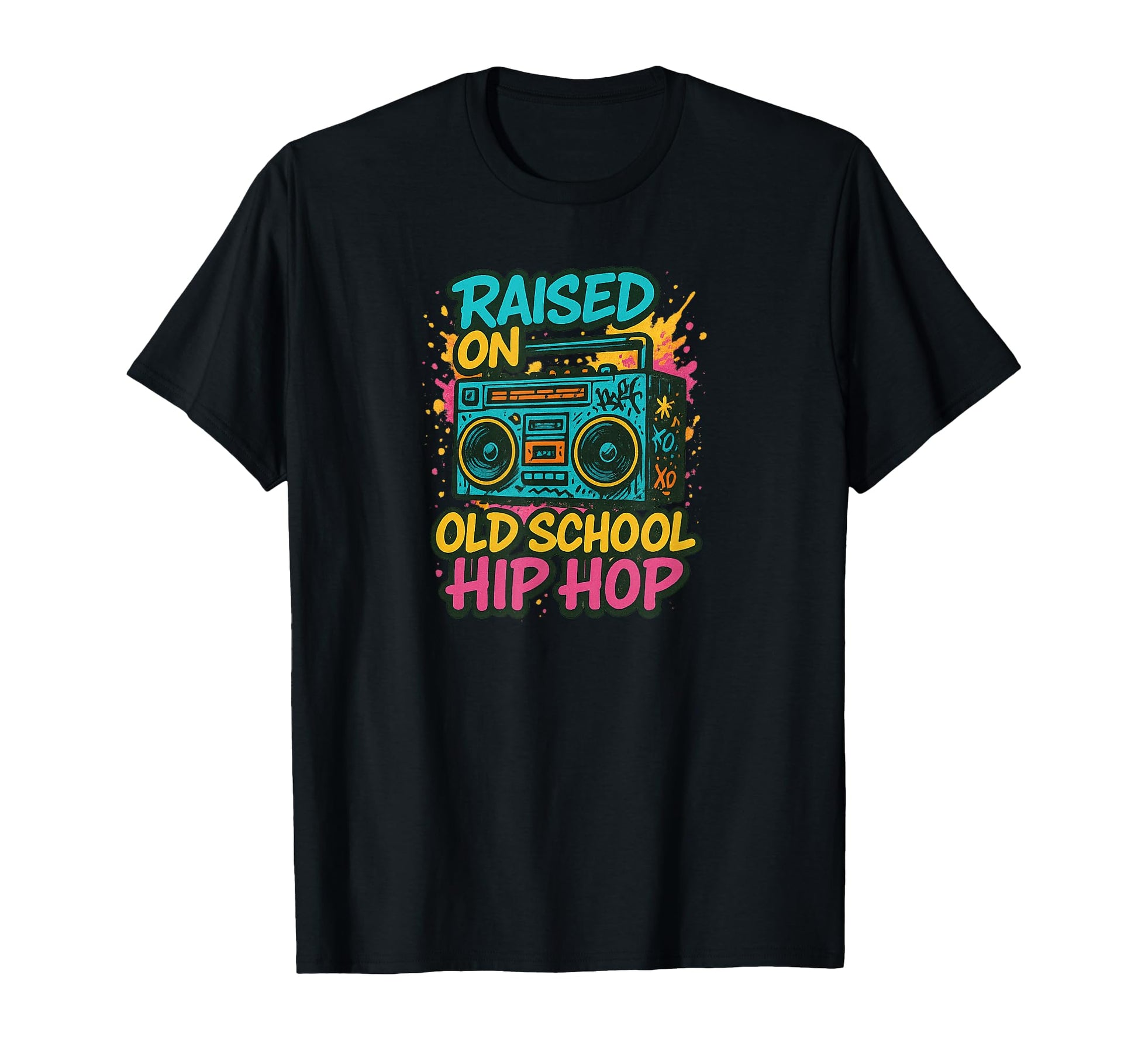 Raised Old School Hip Hop Boombox Music T-Shirt - Novelty Apparel Unisex - T-Shirt, Sweatshirt, Hoodie