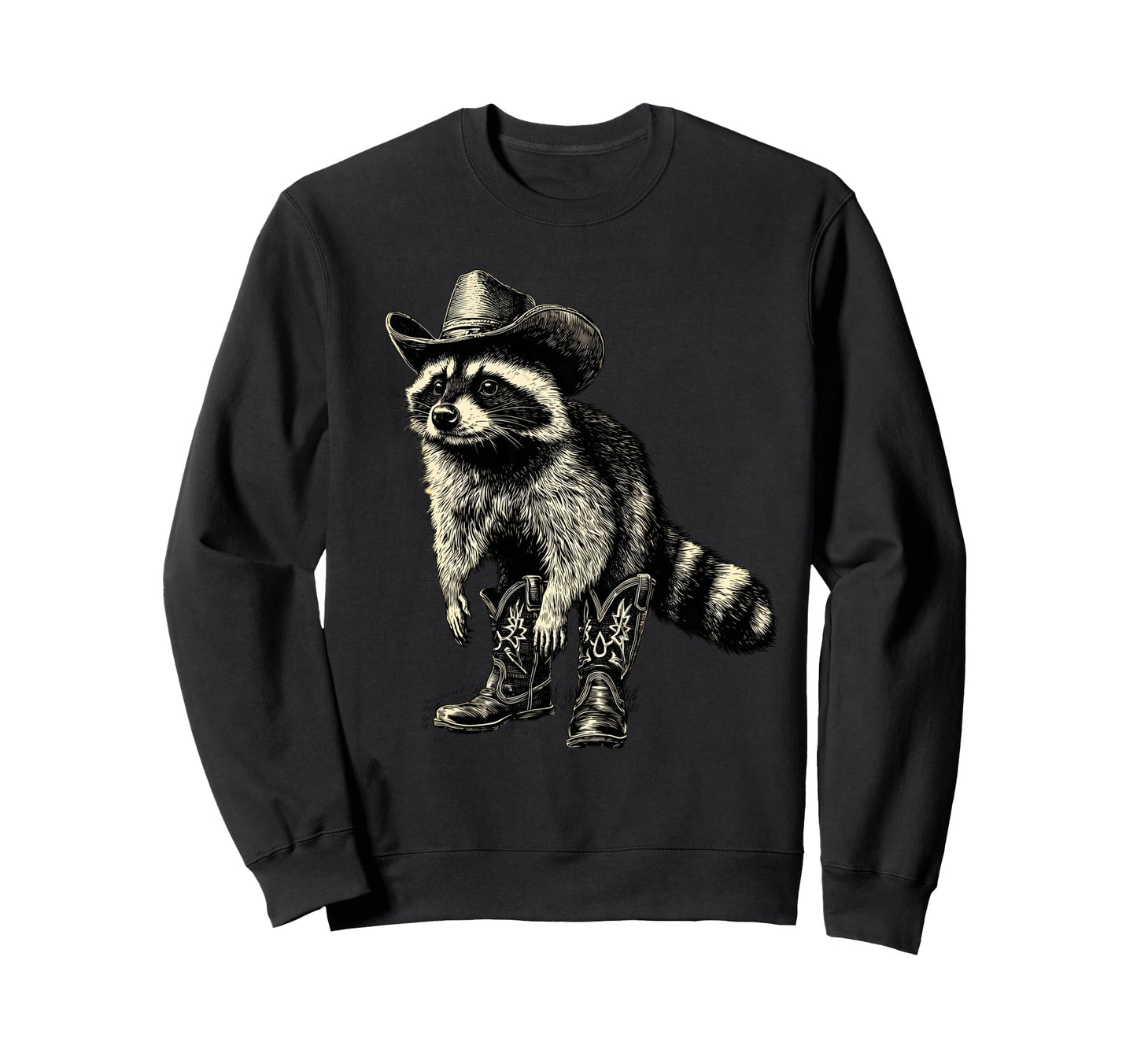 Raccoon Cowboy Rodeo Cowgirl Western Sweatshirt - Unique Graphic Men Women - T-Shirt, Sweatshirt, Hoodie