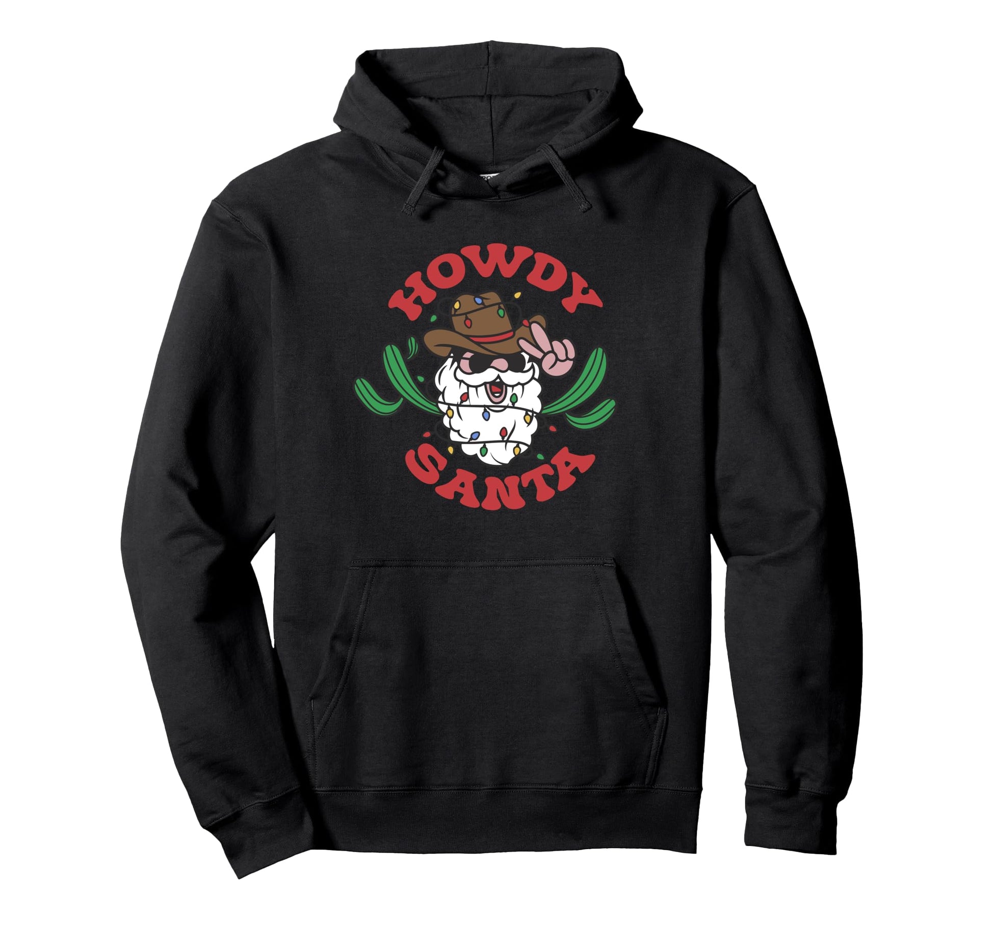 Cowboy Howdy Santa Western Cowgirl Hoodie - Custom Art Print Men Women - T-Shirt, Sweatshirt, Hoodie