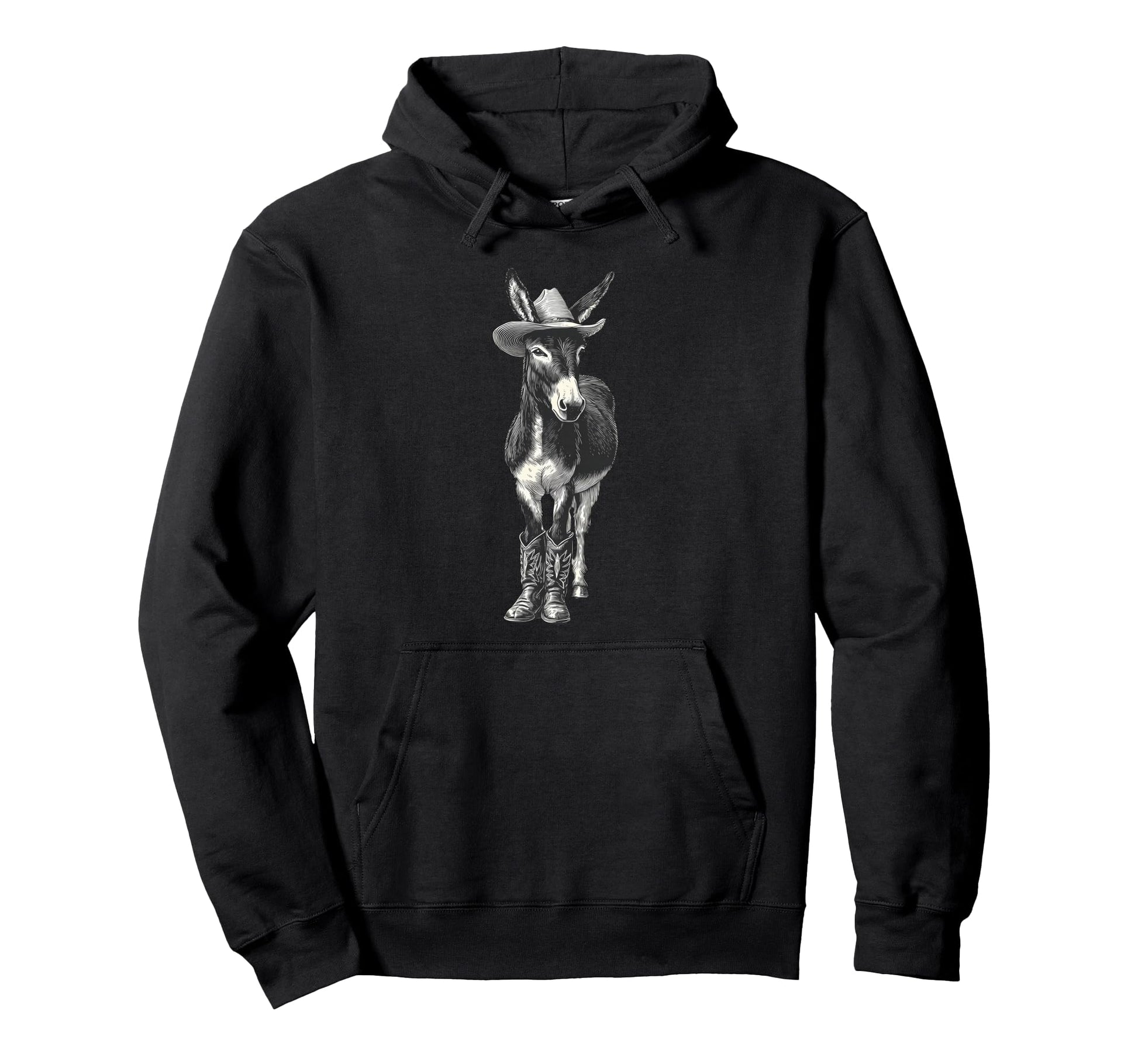 Donkey Cowboy Rodeo Cowgirl Western Hoodie - Fun Novelty Design Men Women - T-Shirt, Sweatshirt, Hoodie