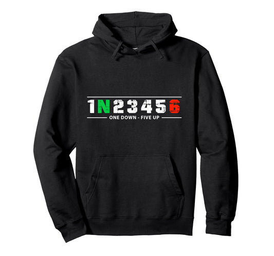 1N23456 Motorcycle Shift Biker Hoodie - Graphic Print Men Women - T-Shirt, Sweatshirt, Hoodie
