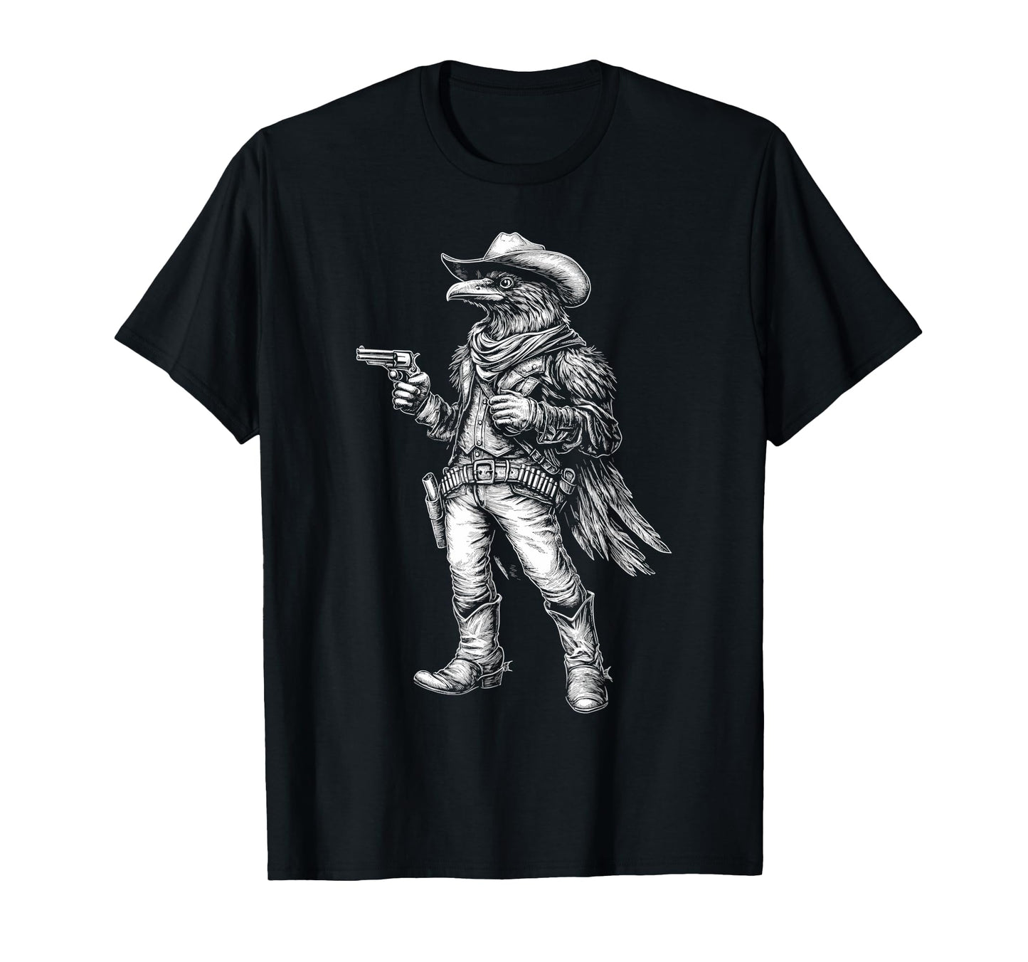 Raven Cowboy Western Country T-Shirt - Novelty Apparel for Adults - T-Shirt, Sweatshirt, Hoodie