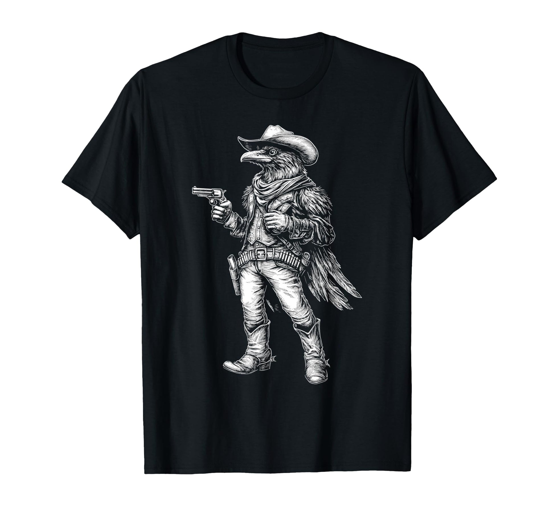 Raven Cowboy Western Country T-Shirt - Novelty Apparel for Adults - T-Shirt, Sweatshirt, Hoodie