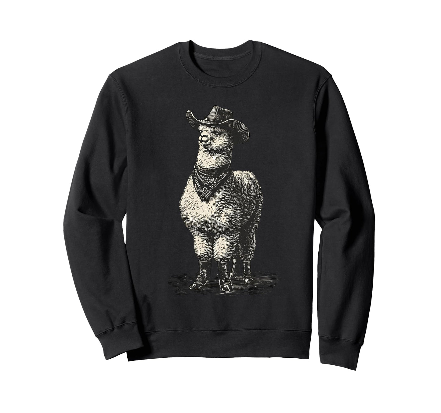 Llama Cowboy Rodeo Cowgirl Western Sweatshirt - Fun Novelty Design Unisex - T-Shirt, Sweatshirt, Hoodie