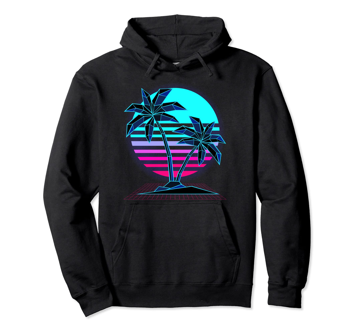 Vaporwave Aesthetic Palm Trees Hoodie - Casual Everyday Wear Men Women - T-Shirt, Sweatshirt, Hoodie