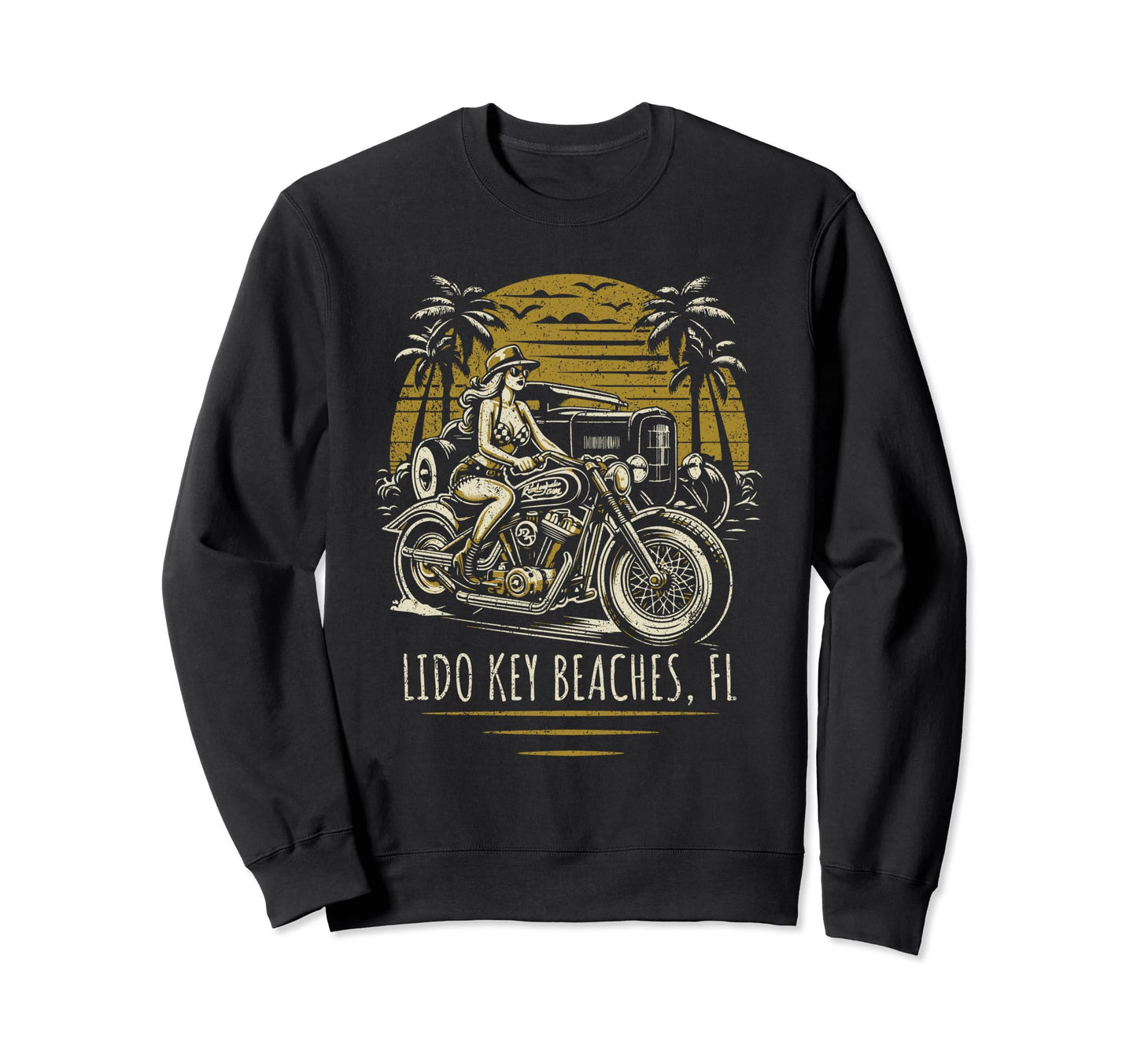 Lido Key Beaches Florida Motorcycle Sweatshirt - Graphic Print Men Women - T-Shirt, Sweatshirt, Hoodie
