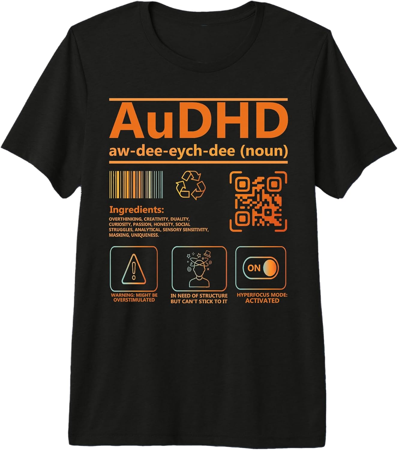 Autism ADHD AuDHD Neurodiversity - Adult & Kids T-Shirts, Sweatshirts & Hoodies apparel design preview 1