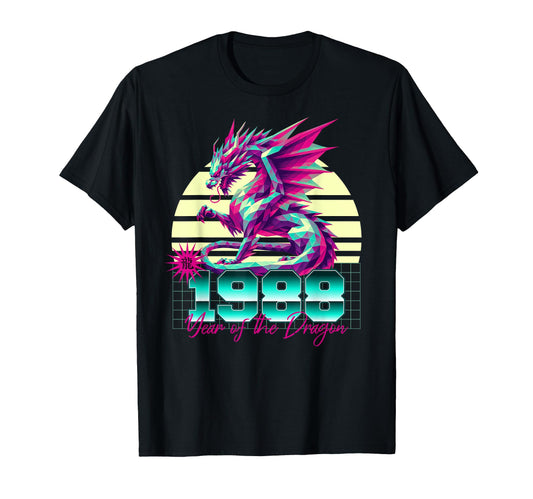 1988 Year Dragon 80S Vaporwave T-Shirt - Casual Everyday Wear Men Women - T-Shirt, Sweatshirt, Hoodie