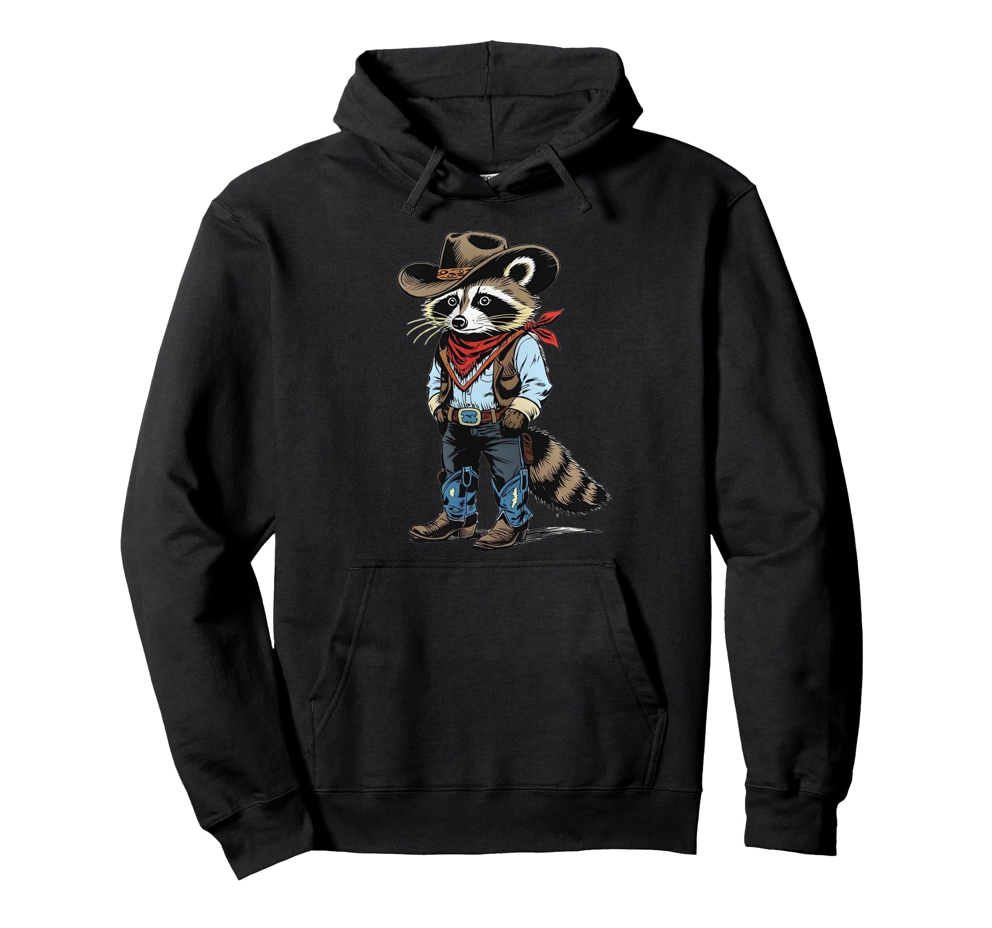 Raccoon Cowboy Cowgirl Trash Panda Hoodie - Novelty Apparel for Adults - T-Shirt, Sweatshirt, Hoodie