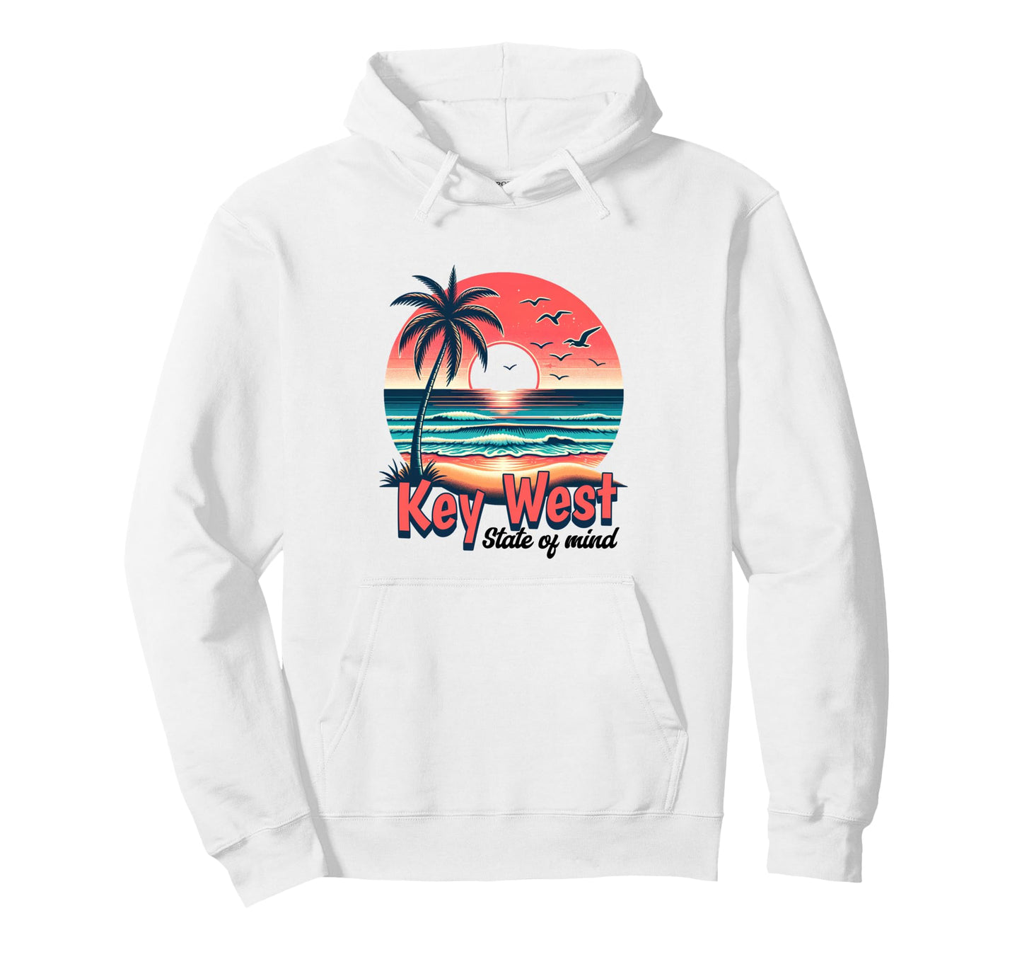 Key West Florida State Mind Vacation Hoodie - Unique Graphic for Adults - T-Shirt, Sweatshirt, Hoodie