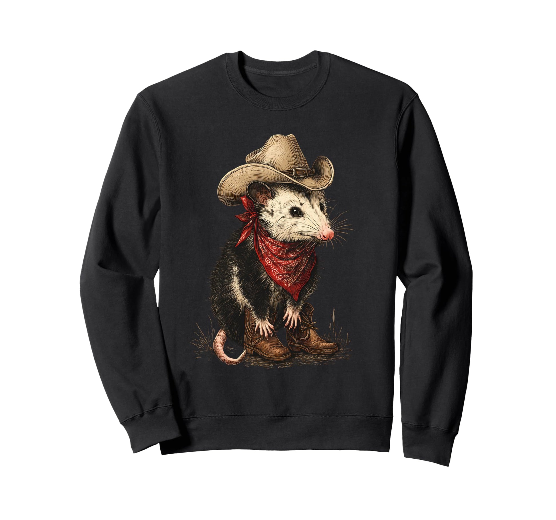 Opossum Cowboy Rodeo Cowgirl Sweatshirt - Minimalist Print Men Women - T-Shirt, Sweatshirt, Hoodie