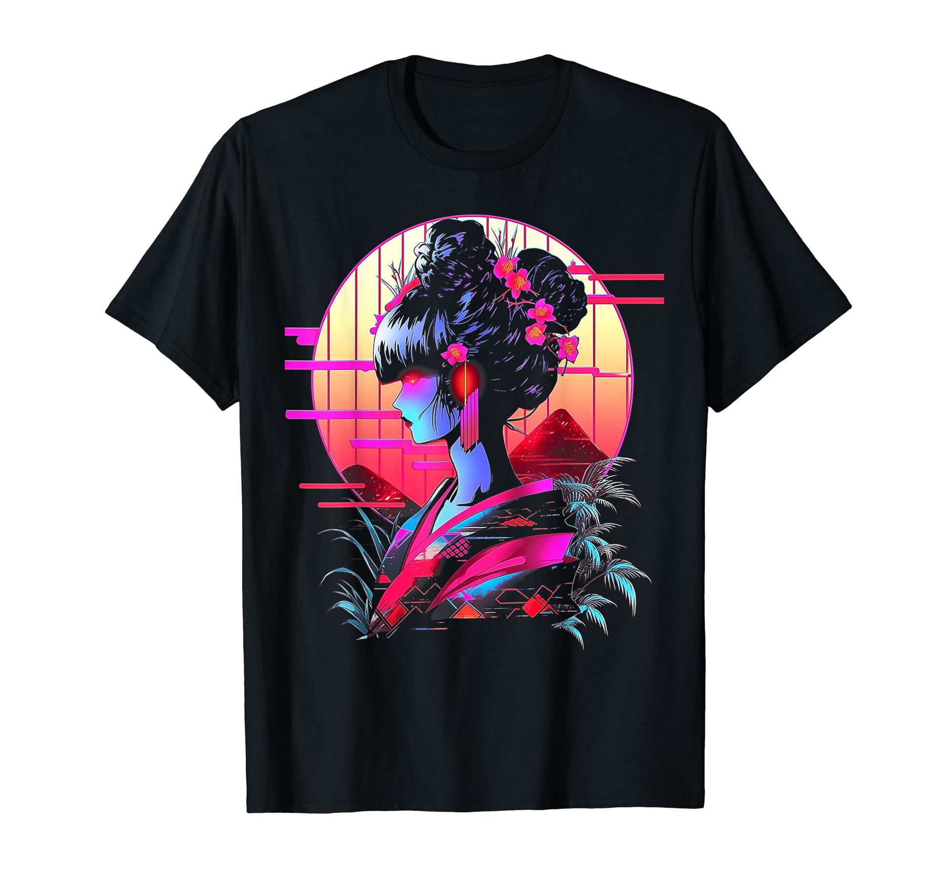 Vaporwave Geisha 80S Synthwave 33 T-Shirt - Unique Graphic Men Women - T-Shirt, Sweatshirt, Hoodie