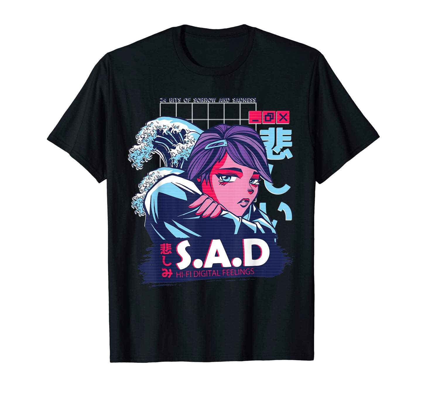 Antisocial Anime Sad Vaporwave T-Shirt - Trendy Graphic for Adults - T-Shirt, Sweatshirt, Hoodie