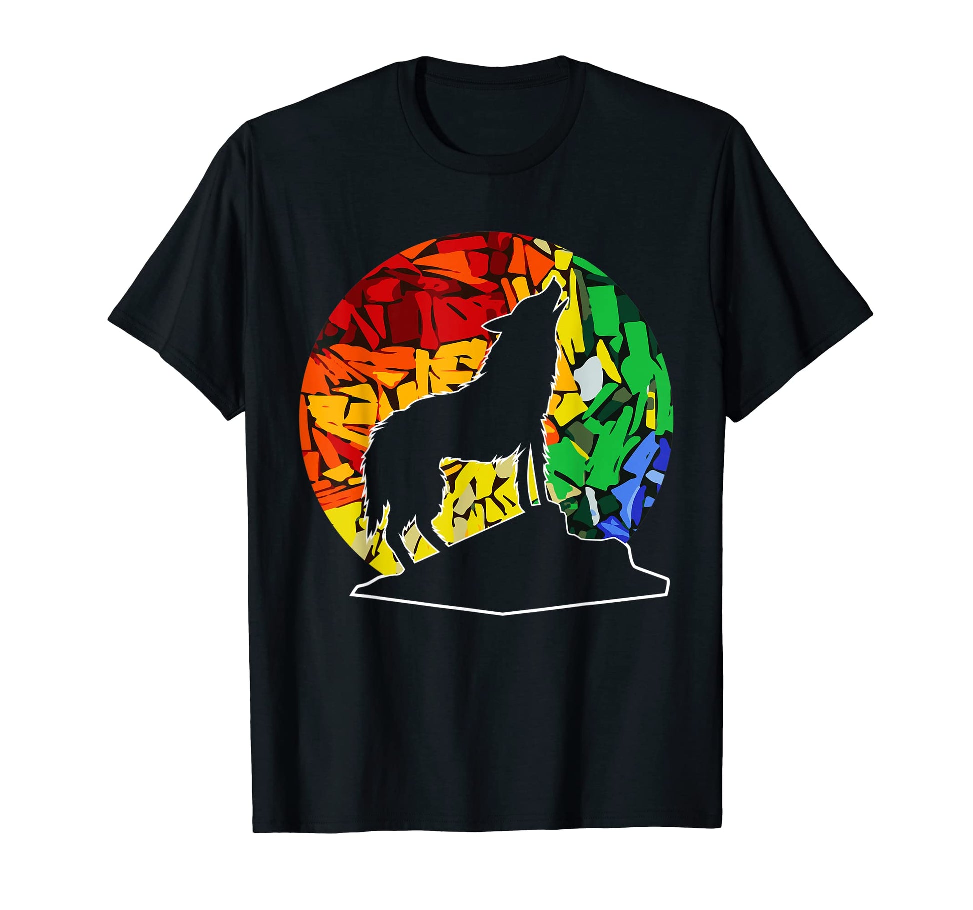 Wolf Sunset Wolves Rainbow Color T-Shirt - Unique Graphic Men Women - T-Shirt, Sweatshirt, Hoodie