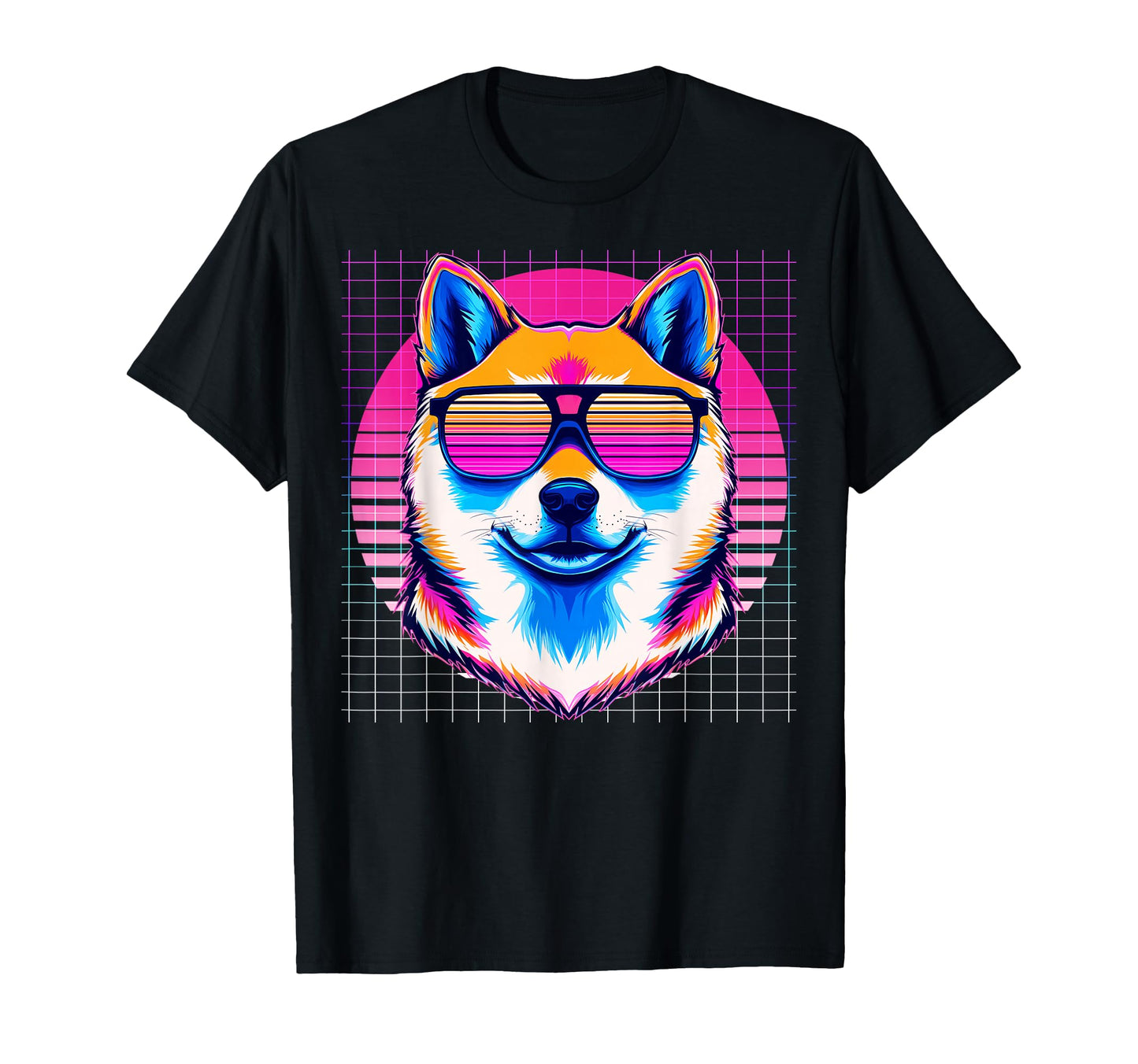 Akita Sunglasses Dog Vaporwave Aesthetic T-Shirt - Custom Art Print Unisex - T-Shirt, Sweatshirt, Hoodie