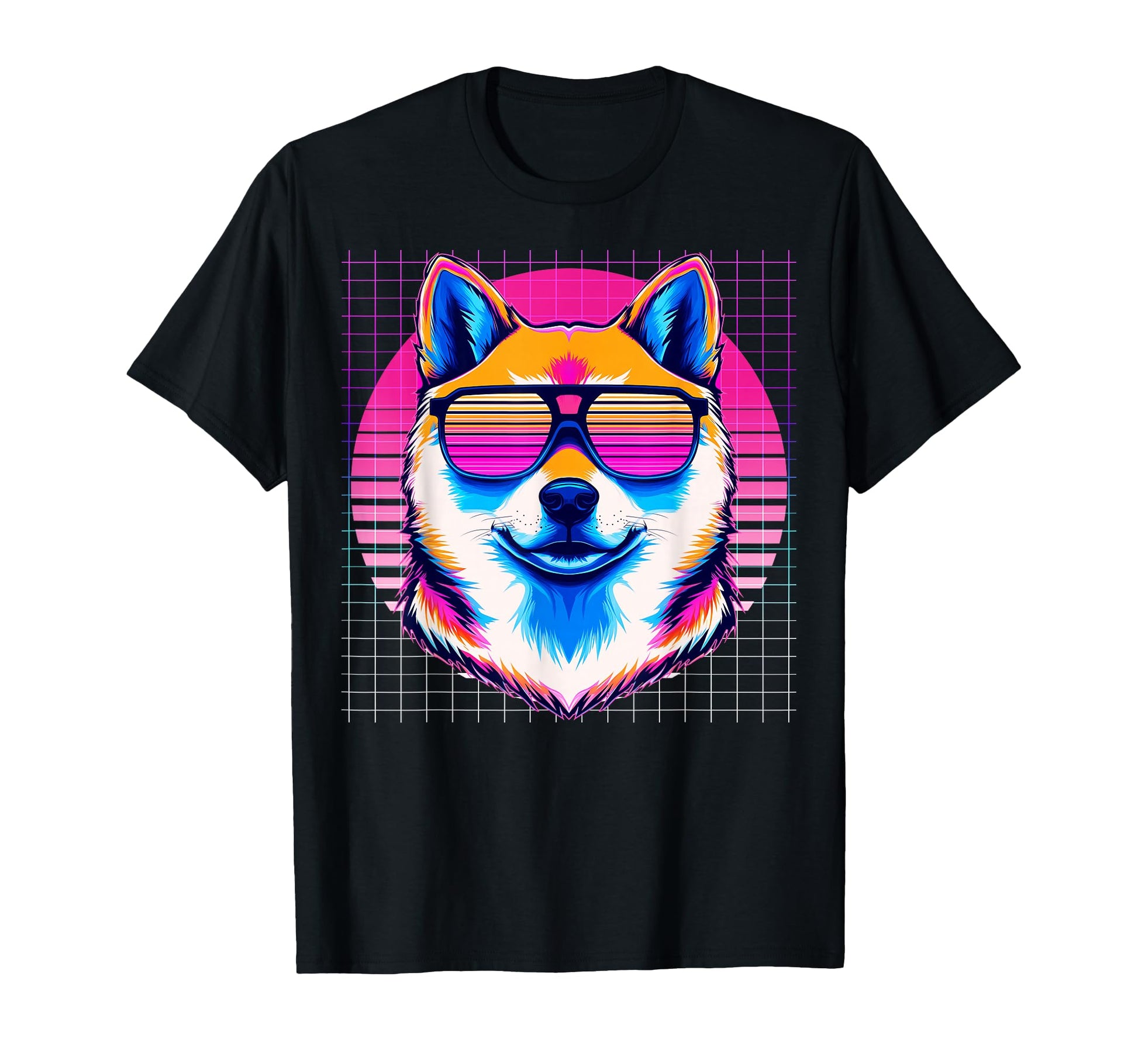 Akita Sunglasses Dog Vaporwave Aesthetic T-Shirt - Custom Art Print Unisex - T-Shirt, Sweatshirt, Hoodie