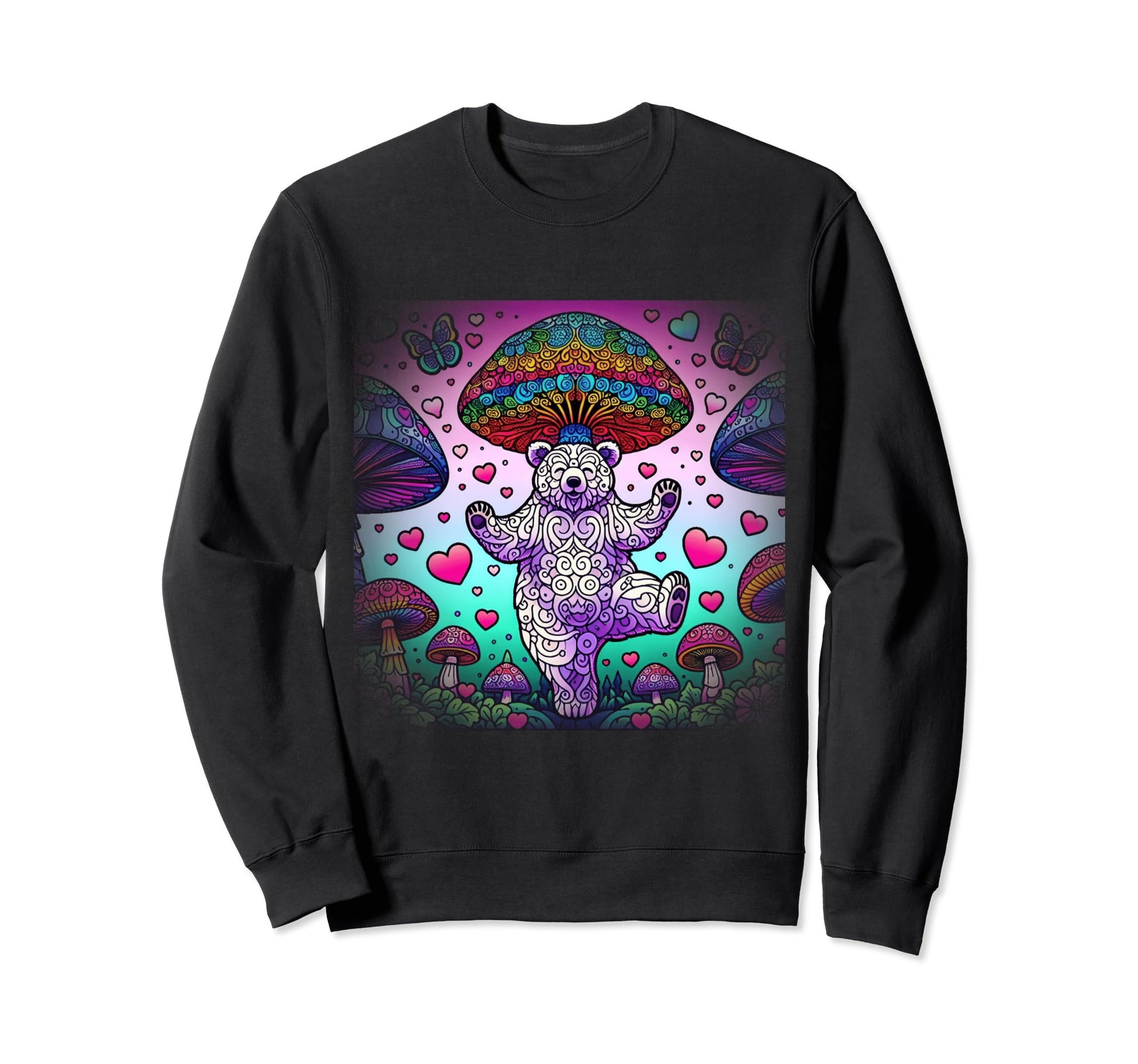 Funky Bear Hearts Rave Rainbow Bear Sweatshirt - Graphic Print for Adults - T-Shirt, Sweatshirt, Hoodie