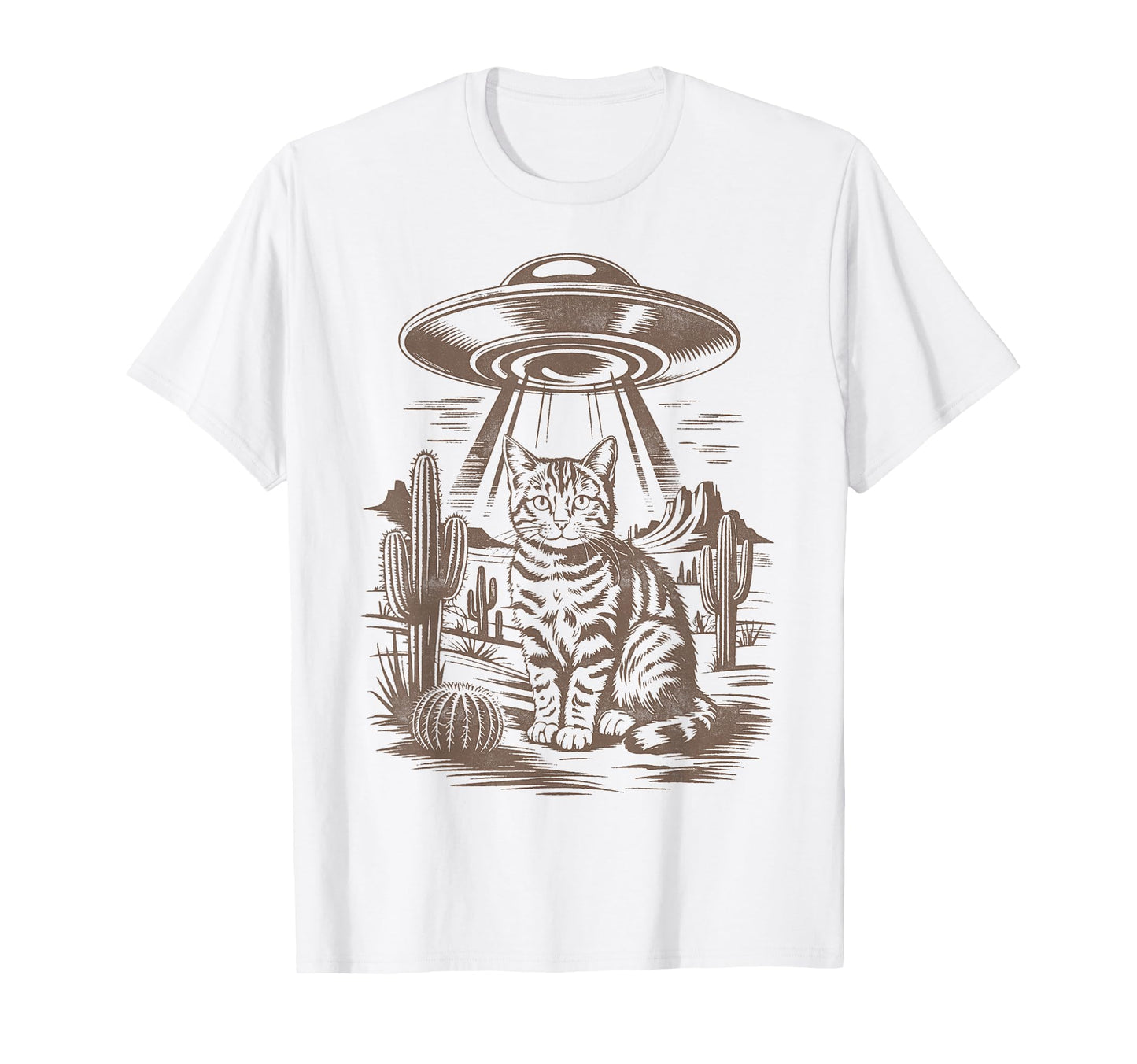 Funny Cat Western Ufo Cowboy Cat T-Shirt - Fun Novelty Design for Adults - T-Shirt, Sweatshirt, Hoodie