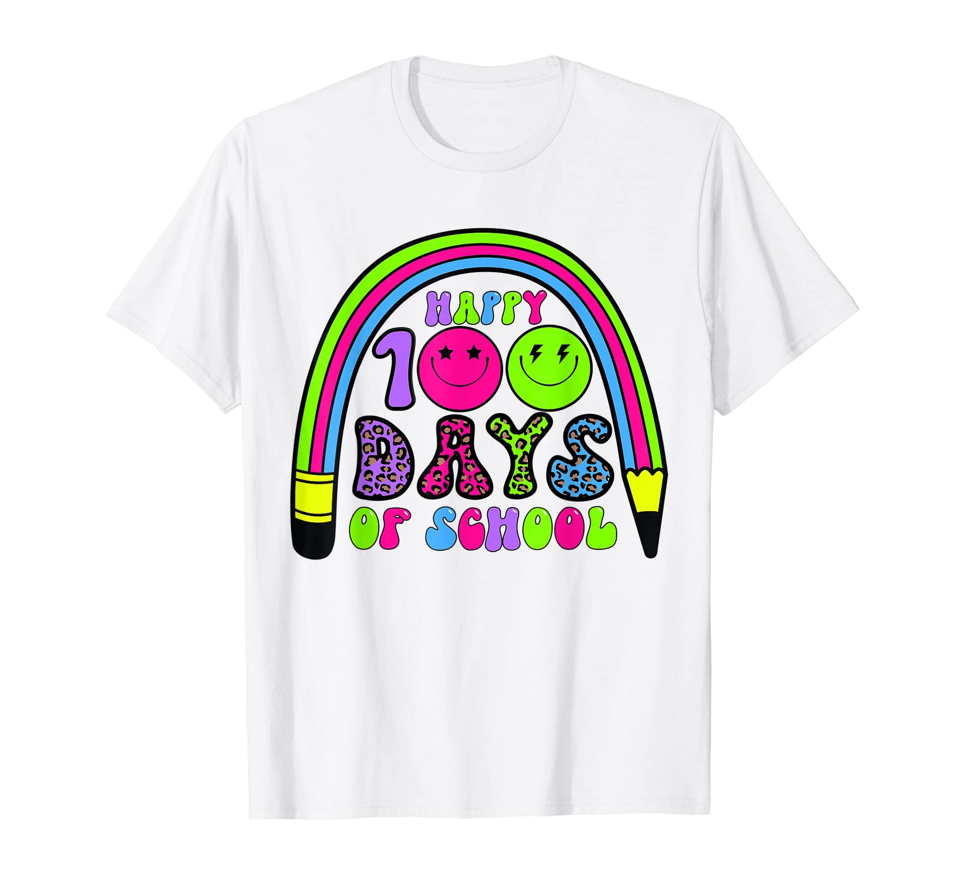 Happy 100 Days School Groovy Pencil T-Shirt - Graphic Print for Adults - T-Shirt, Sweatshirt, Hoodie