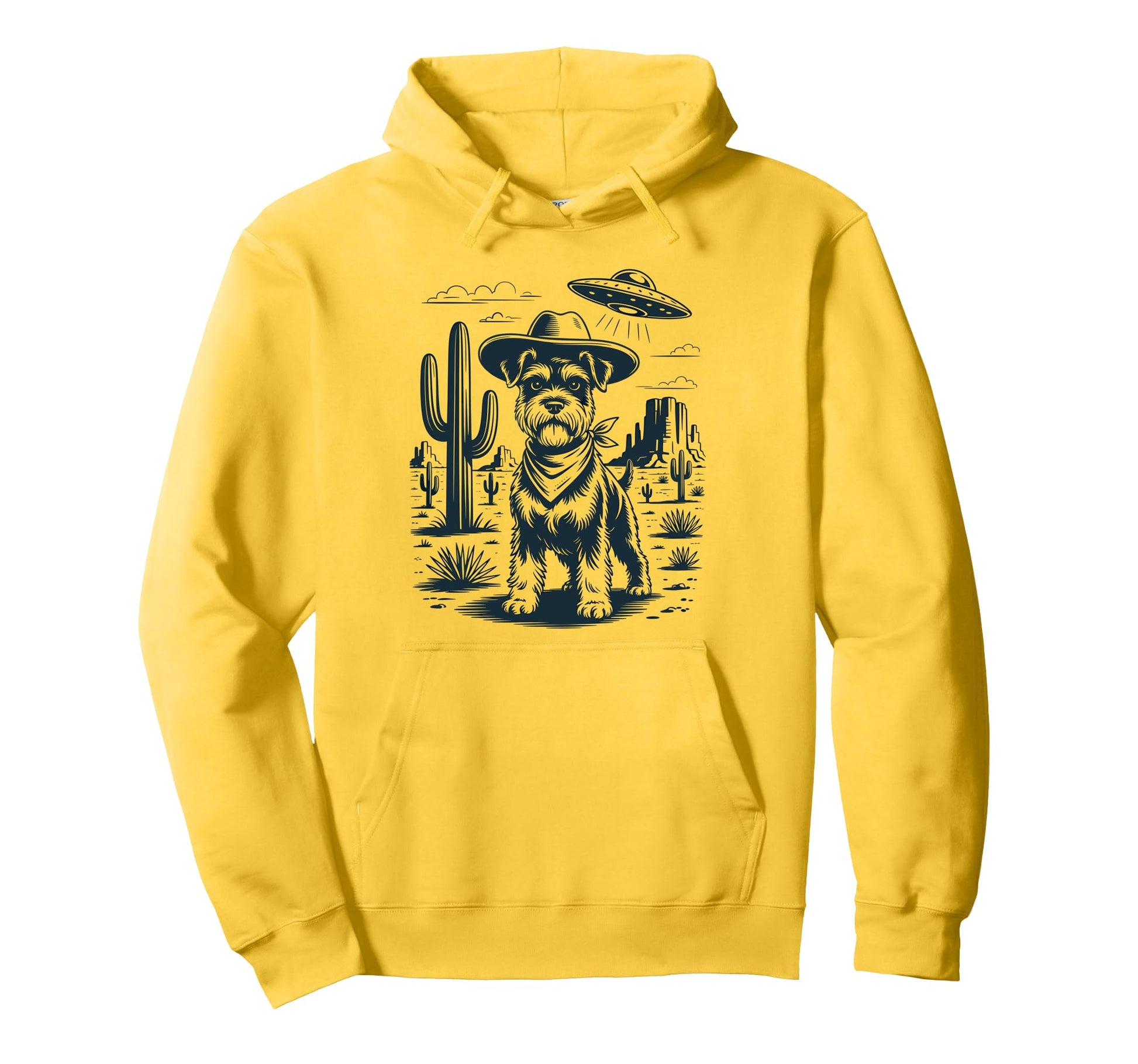 Cowboy Miniature Schnauzer Dog Ufo Hoodie - Aesthetic Graphic Men Women - T-Shirt, Sweatshirt, Hoodie
