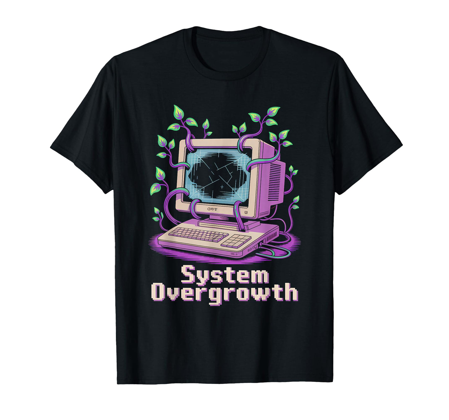 Computer Plant Vines Vaporwave Glitch T-Shirt - Graphic Print Men Women - T-Shirt, Sweatshirt, Hoodie