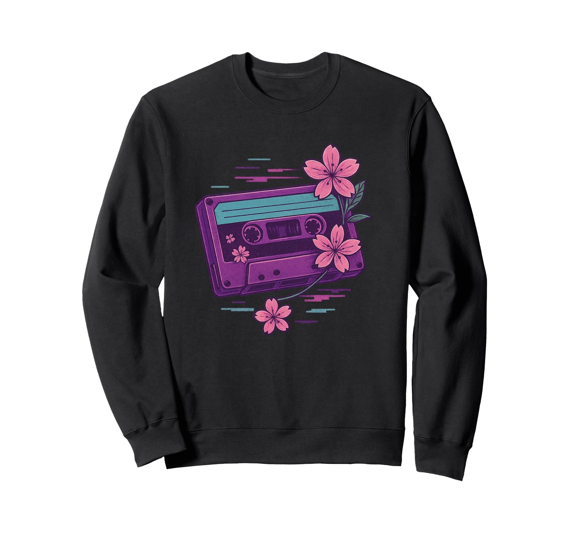 Cherry Blossom Cassette Vaporwave Sweatshirt - Custom Art Print for Adults - T-Shirt, Sweatshirt, Hoodie