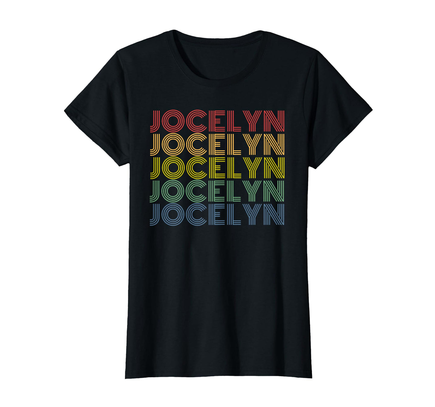 Jocelyn Name Rainbow Stacked Text T-Shirt - Graphic Print for Adults - T-Shirt, Sweatshirt, Hoodie
