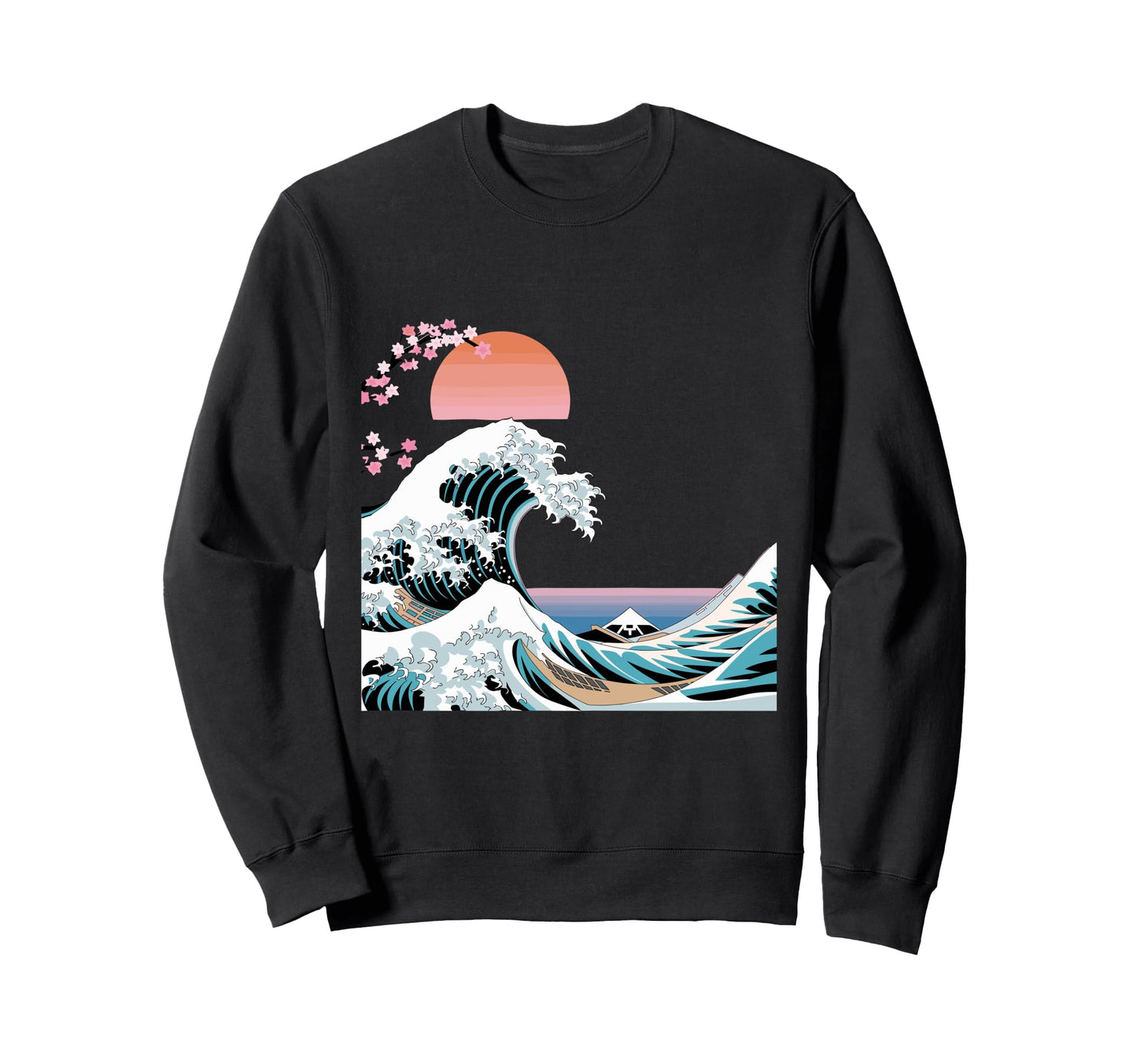 Big Wave Vaporwave Aesthetic 80S Sweatshirt - Custom Art Print Unisex - T-Shirt, Sweatshirt, Hoodie