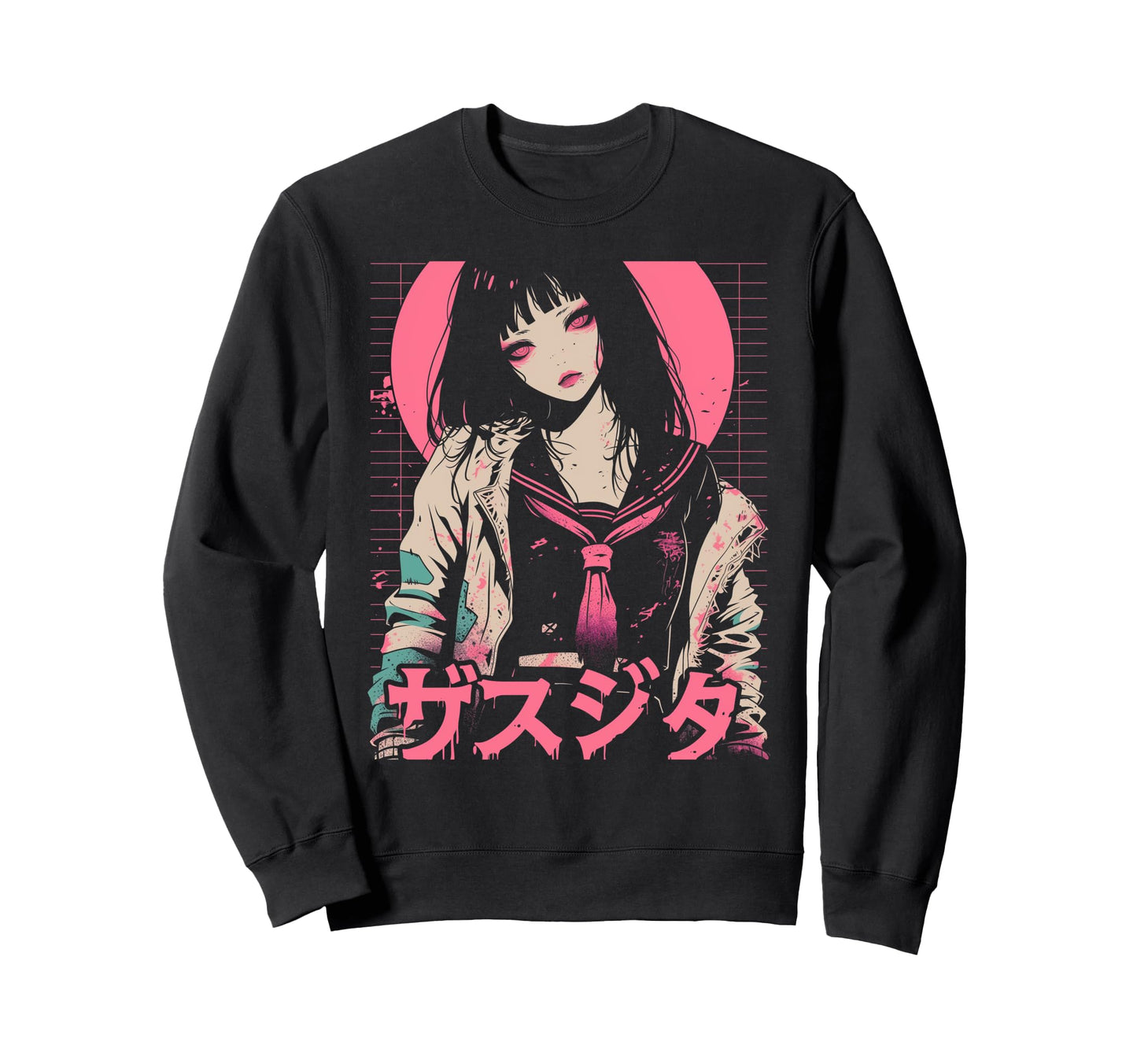 Goth Grunge Demon Anime Waifu Horror Alt Sweatshirt - Graphic Print Unisex - T-Shirt, Sweatshirt, Hoodie