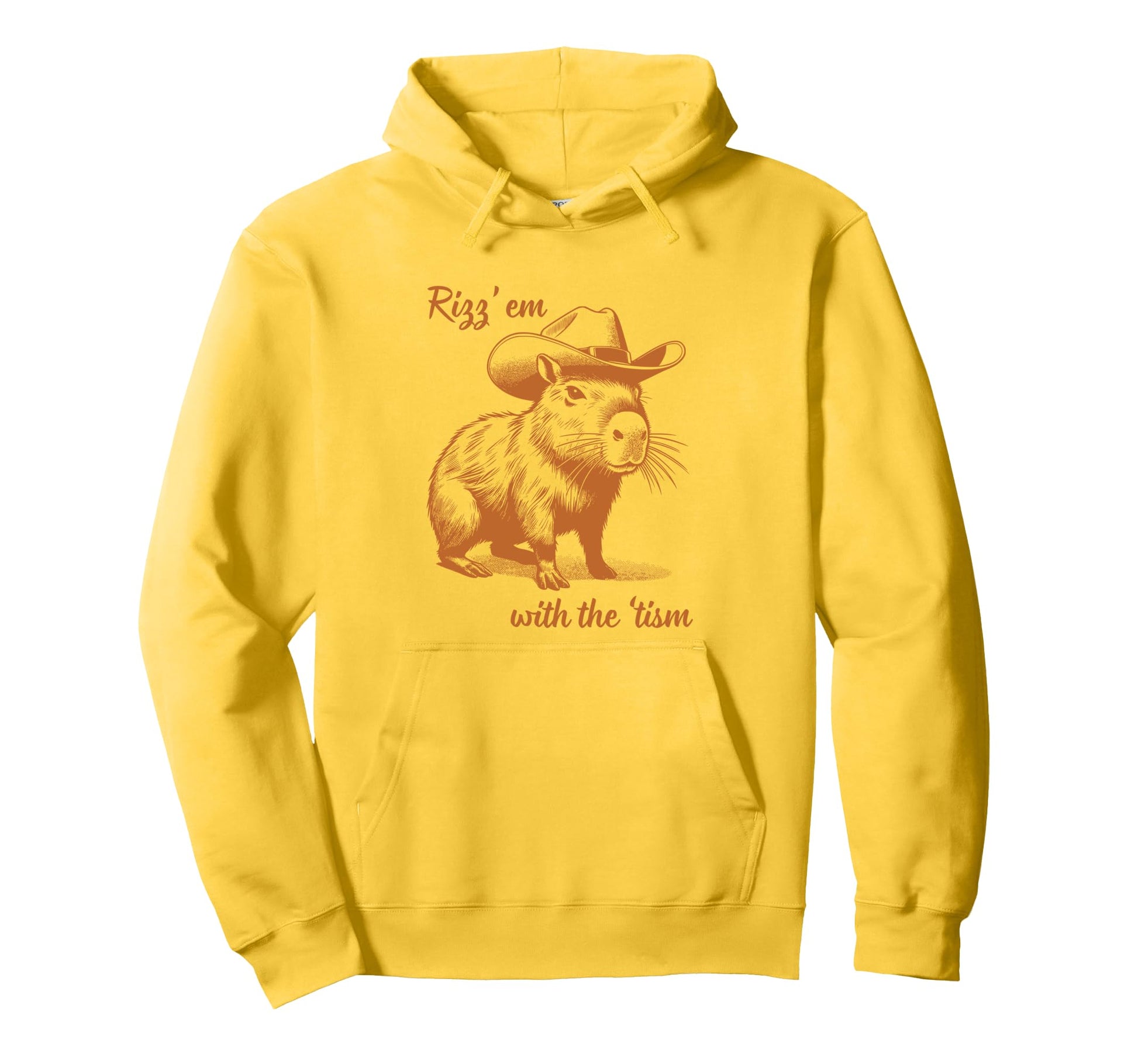 Rizz Em Tism Autism Western Capybara Hoodie - Custom Art Print for Adults - T-Shirt, Sweatshirt, Hoodie