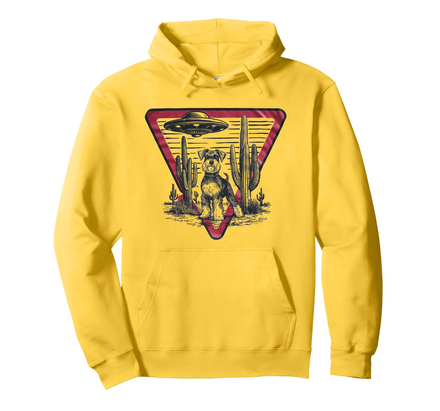 Schnauzer Schnauzer Ufo Western Hoodie - Minimalist Print Men Women - T-Shirt, Sweatshirt, Hoodie