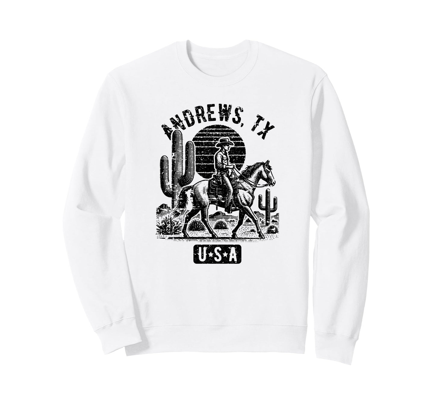 Andrews Tx Usa Cowboy Horse Sweatshirt - Aesthetic Graphic Men Women - T-Shirt, Sweatshirt, Hoodie