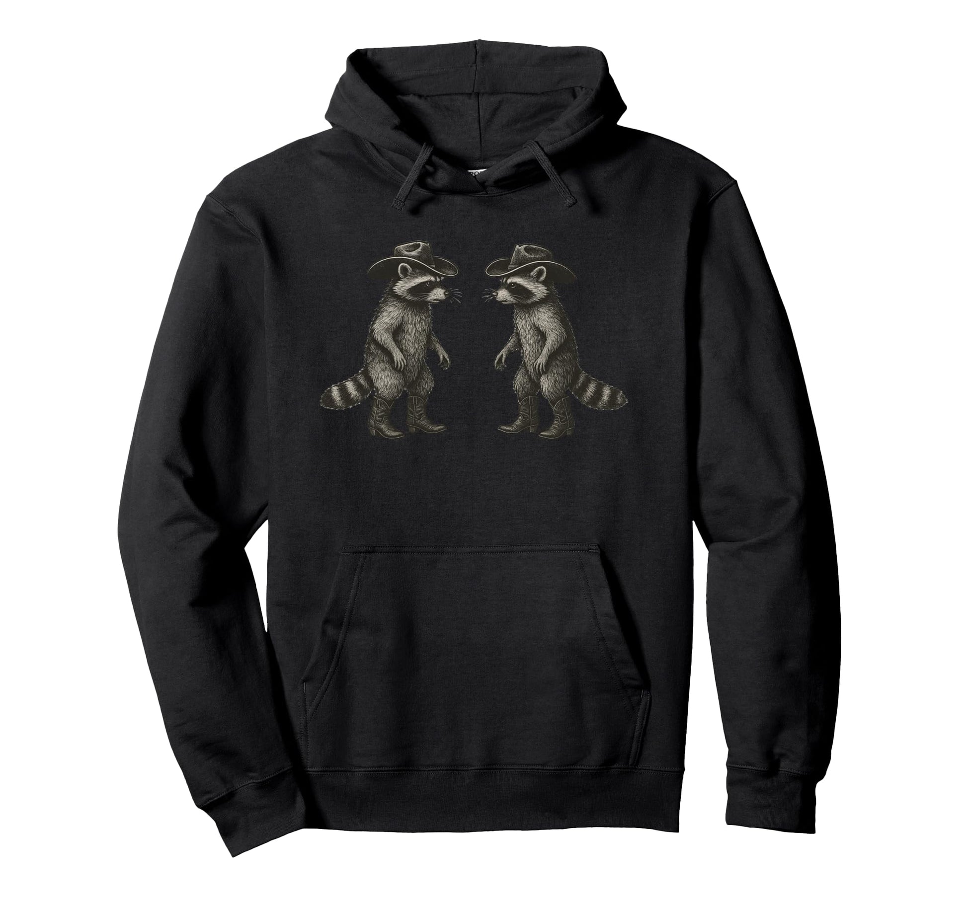 Funny Raccoons Cowboy Raccoon Hoodie - Unique Graphic Unisex - T-Shirt, Sweatshirt, Hoodie