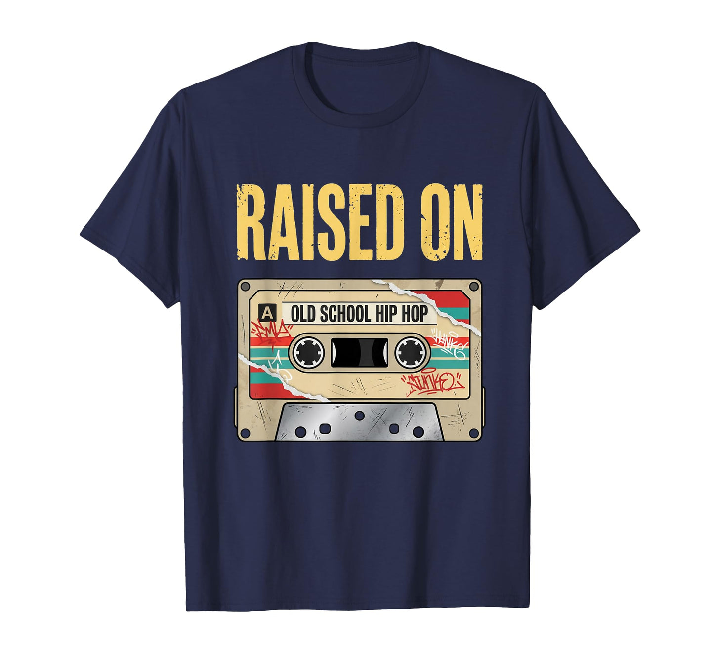Raised Old School Hip Hop Cassette T-Shirt - Unique Graphic Unisex - T-Shirt, Sweatshirt, Hoodie