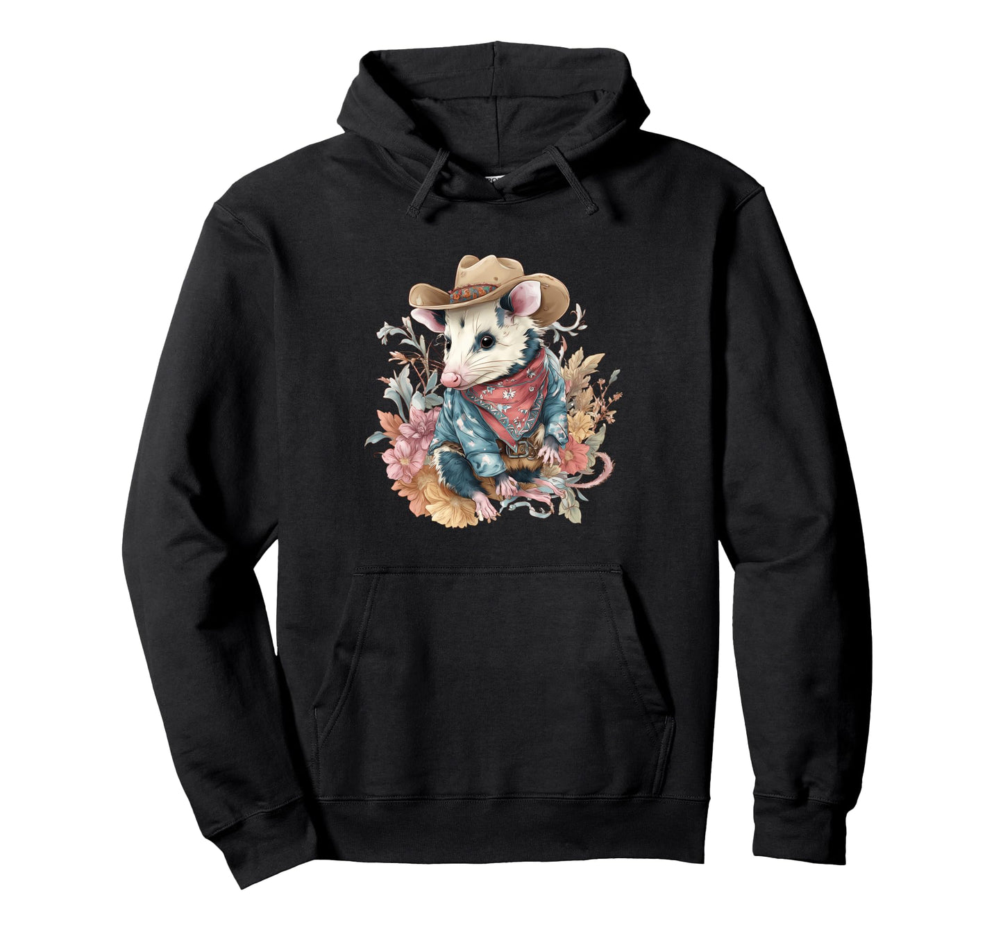 Country Cowboy Opossum Rodeo Possum Hoodie - Custom Art Print Men Women - T-Shirt, Sweatshirt, Hoodie