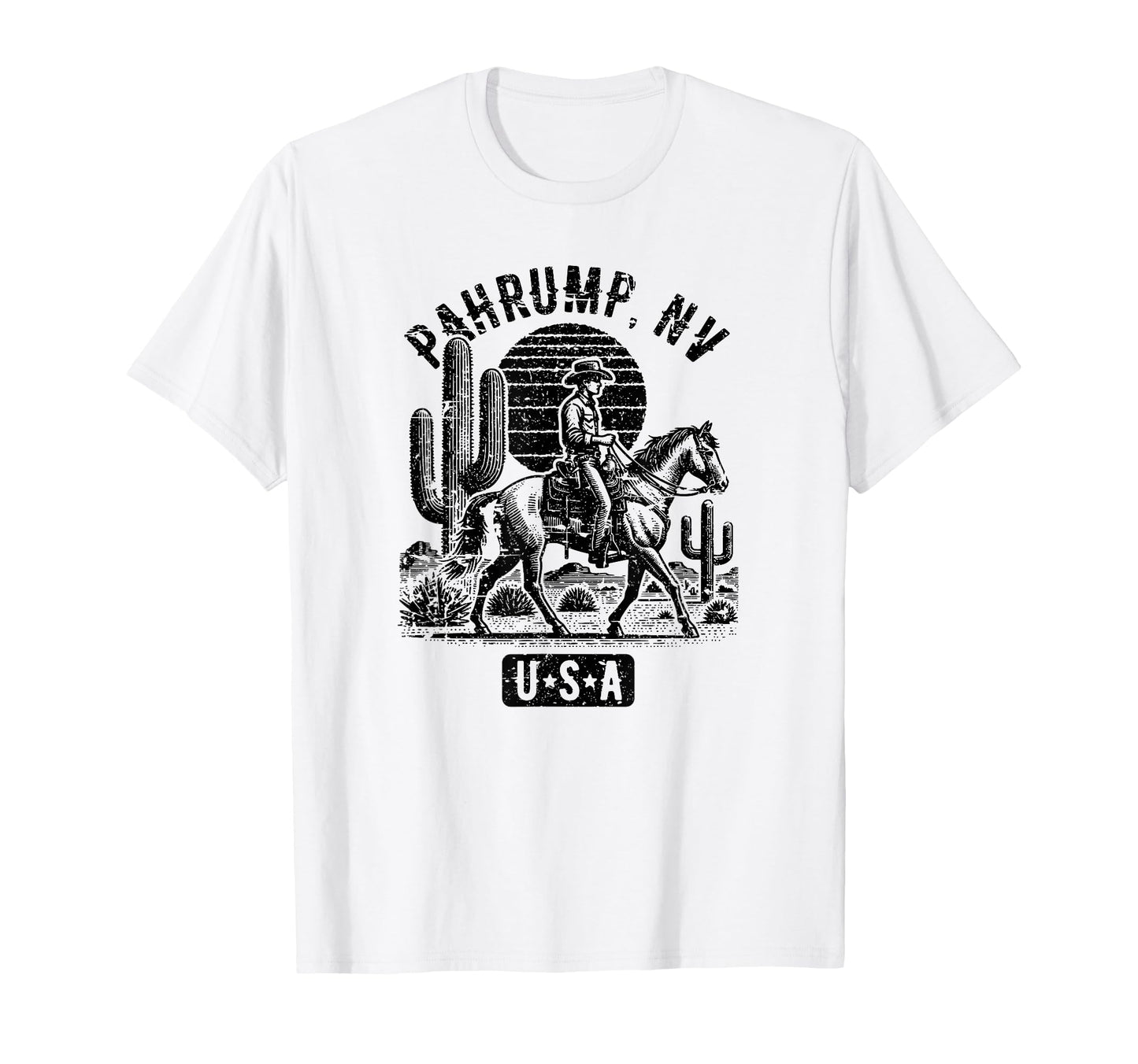 Pahrump Nevada Usa Cowboy Horse T-Shirt - Custom Art Print Men Women - T-Shirt, Sweatshirt, Hoodie