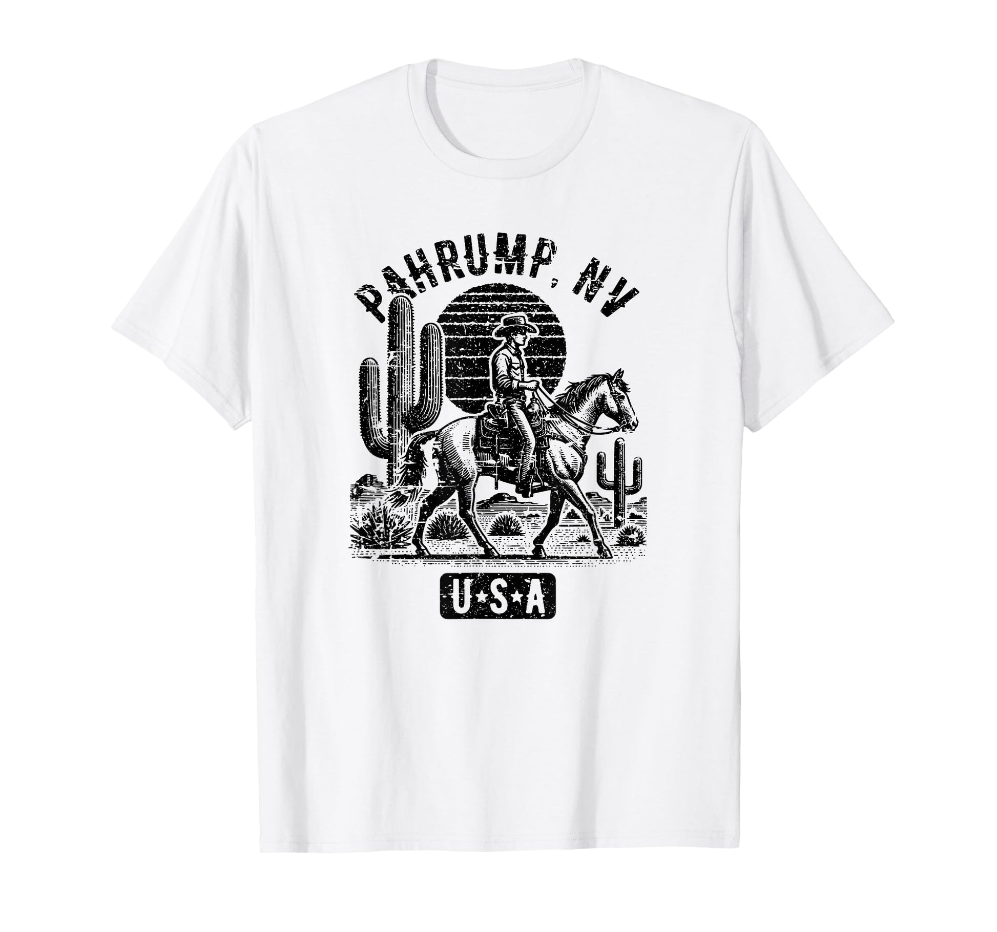 Pahrump Nevada Usa Cowboy Horse T-Shirt - Custom Art Print Men Women - T-Shirt, Sweatshirt, Hoodie