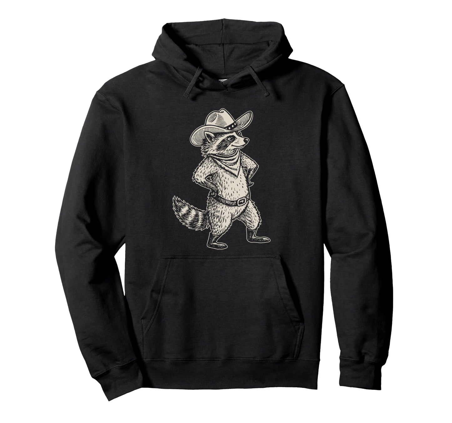 Raccoon Western Country Trash Panda Hoodie - Aesthetic Graphic for Adults - T-Shirt, Sweatshirt, Hoodie