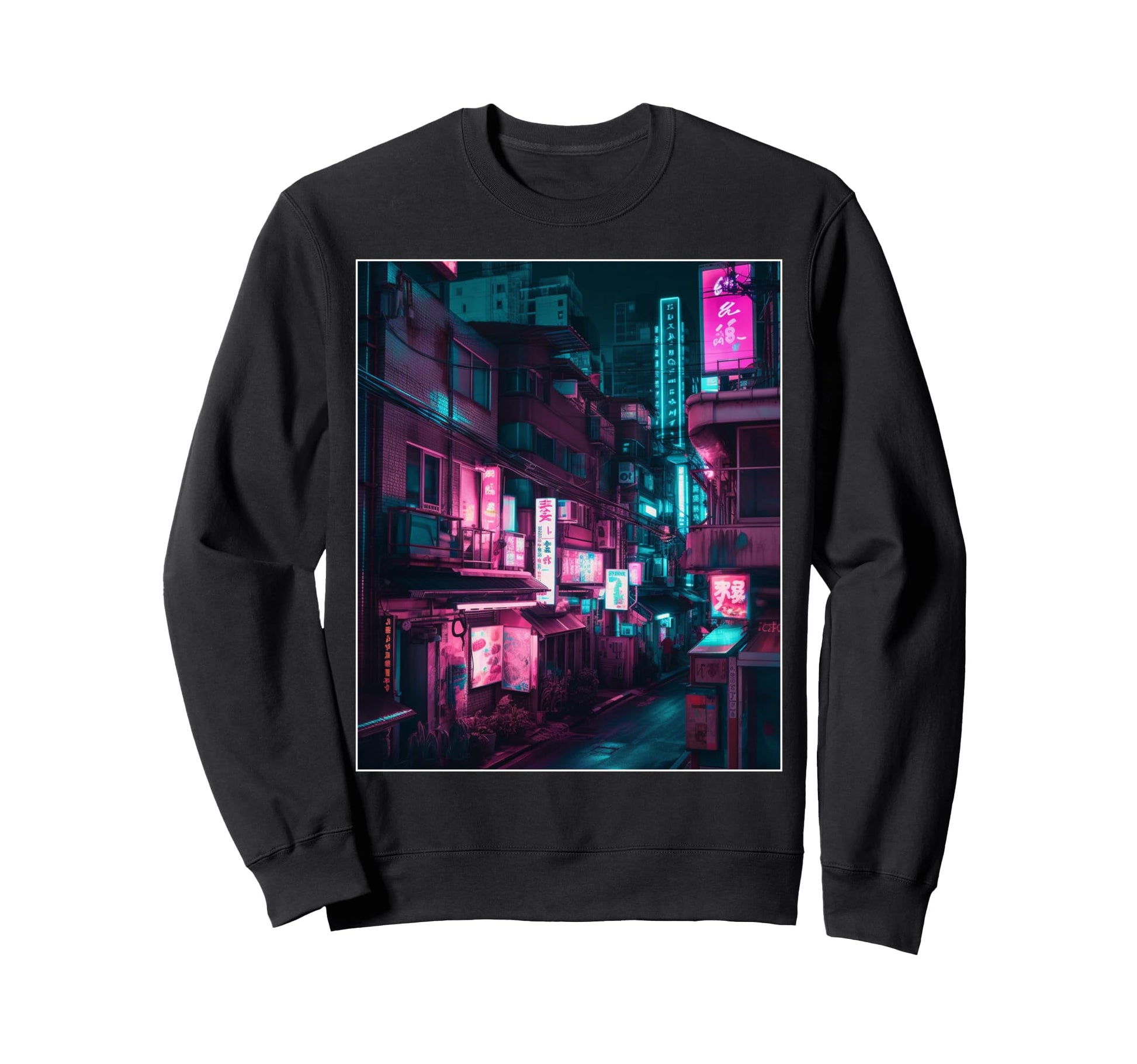 Streets Tokyo Japan Night Scene Sweatshirt - Trendy Graphic for Adults - T-Shirt, Sweatshirt, Hoodie