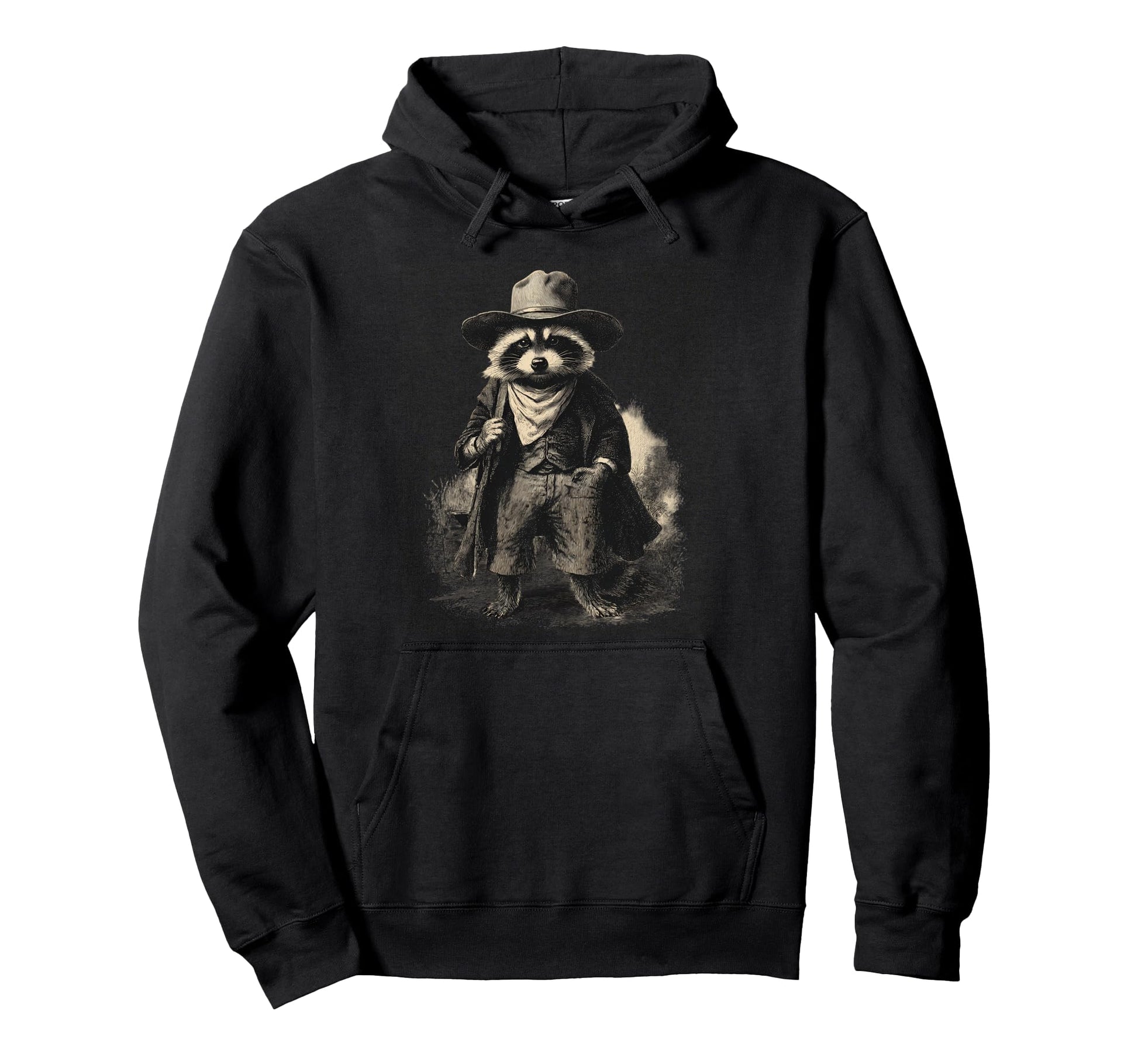 Raccoon Cowboy Rodeo Cowgirl Western Hoodie - Minimalist Print for Adults - T-Shirt, Sweatshirt, Hoodie