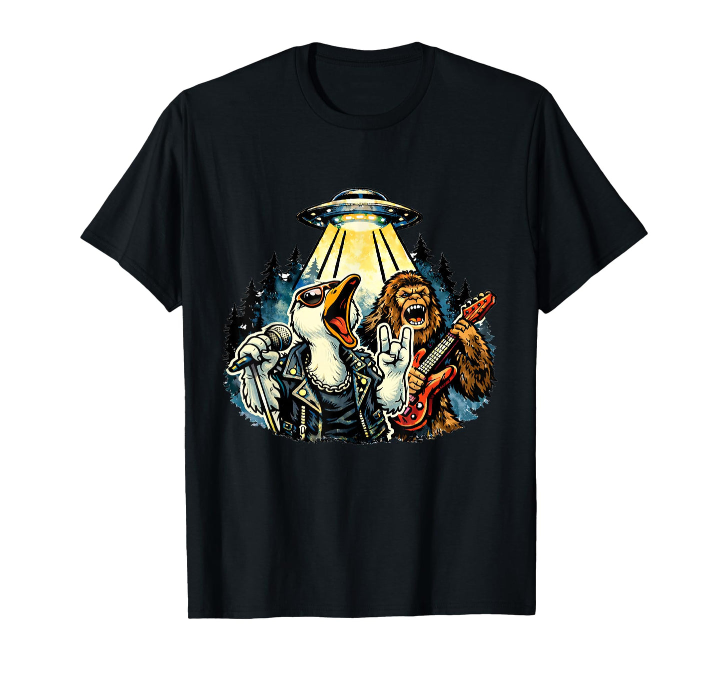 Funny Goose Rock Band Guitar Art T-Shirt - Novelty Apparel for Adults - T-Shirt, Sweatshirt, Hoodie
