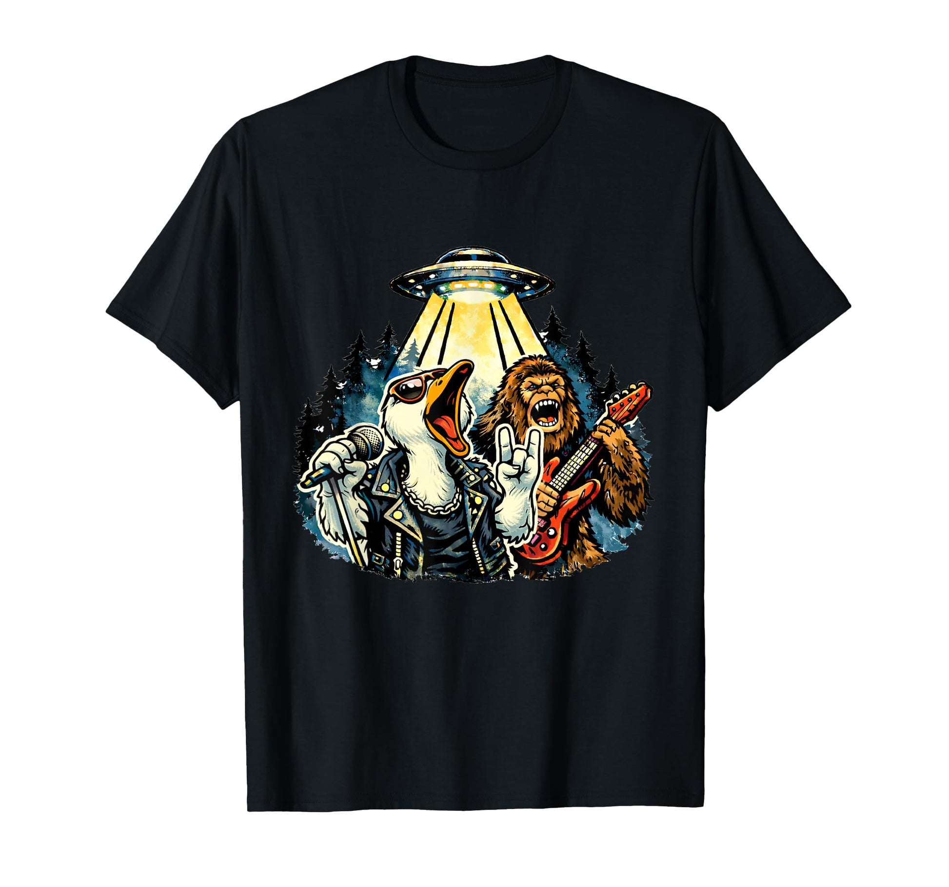 Funny Goose Rock Band Guitar Art T-Shirt - Novelty Apparel for Adults - T-Shirt, Sweatshirt, Hoodie
