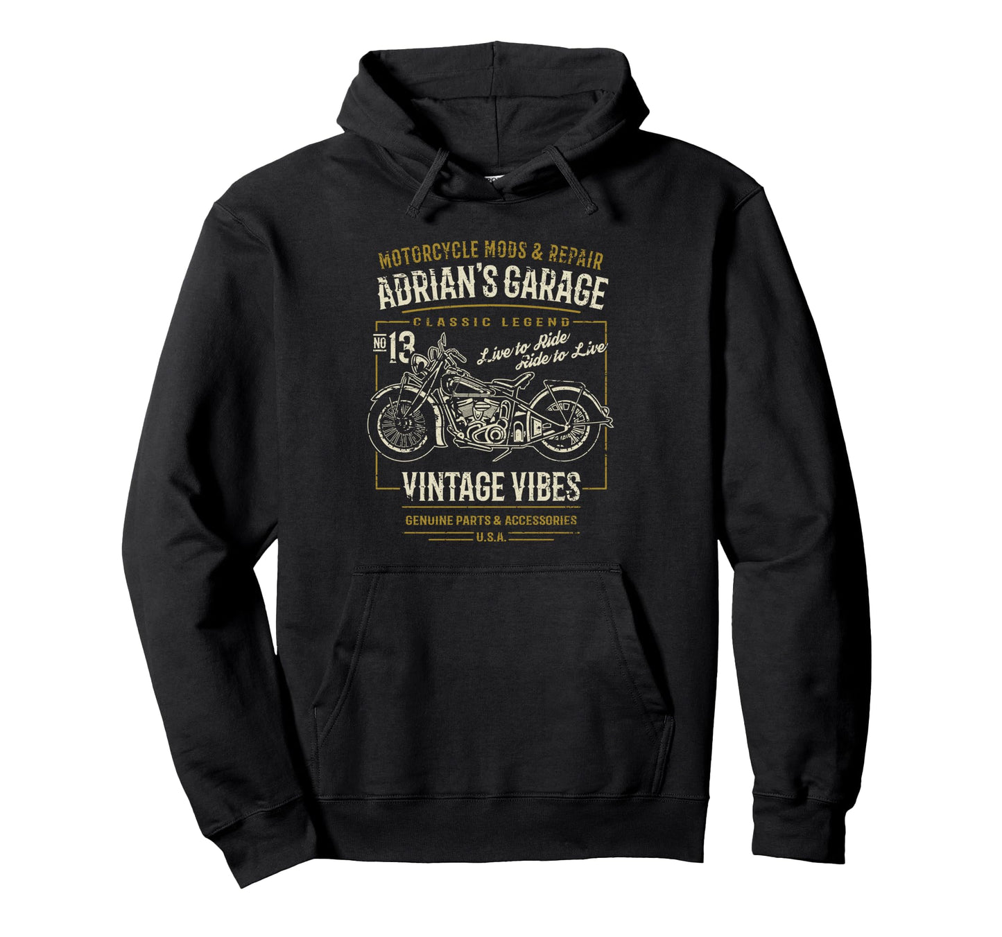 Adrians Garage Motorcycle Hoodie - Custom Art Print Unisex - T-Shirt, Sweatshirt, Hoodie