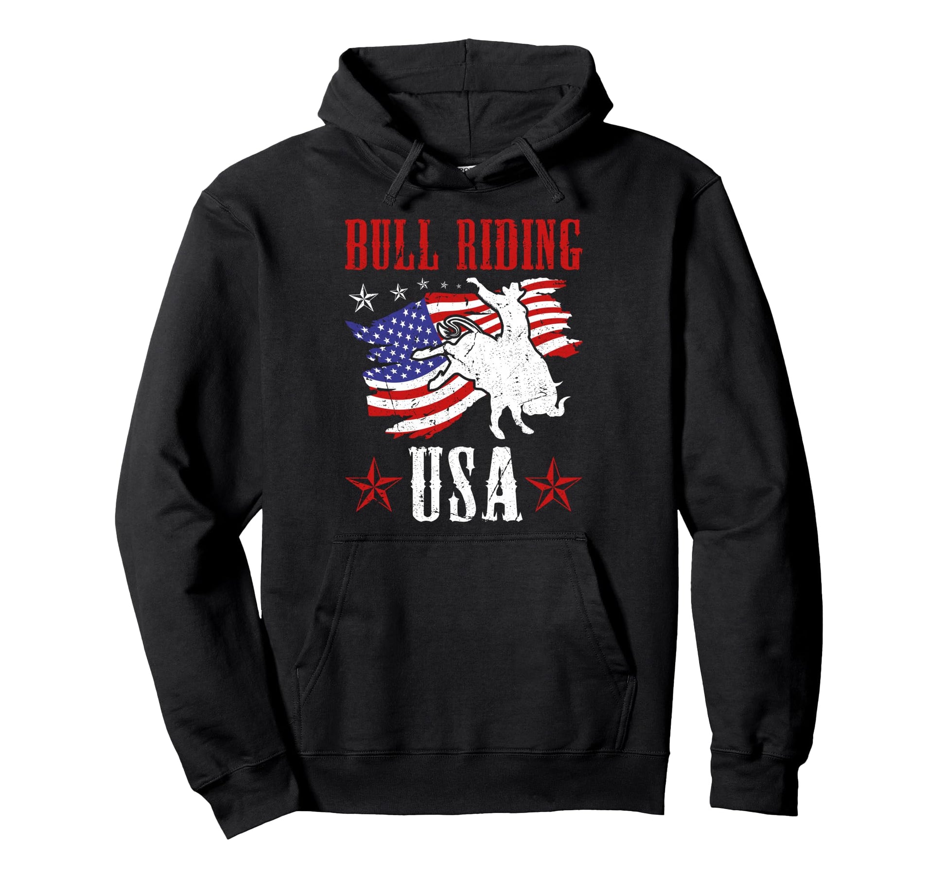Bull Riding Usa Flag Western Country Hoodie - Custom Art Print Men Women - T-Shirt, Sweatshirt, Hoodie