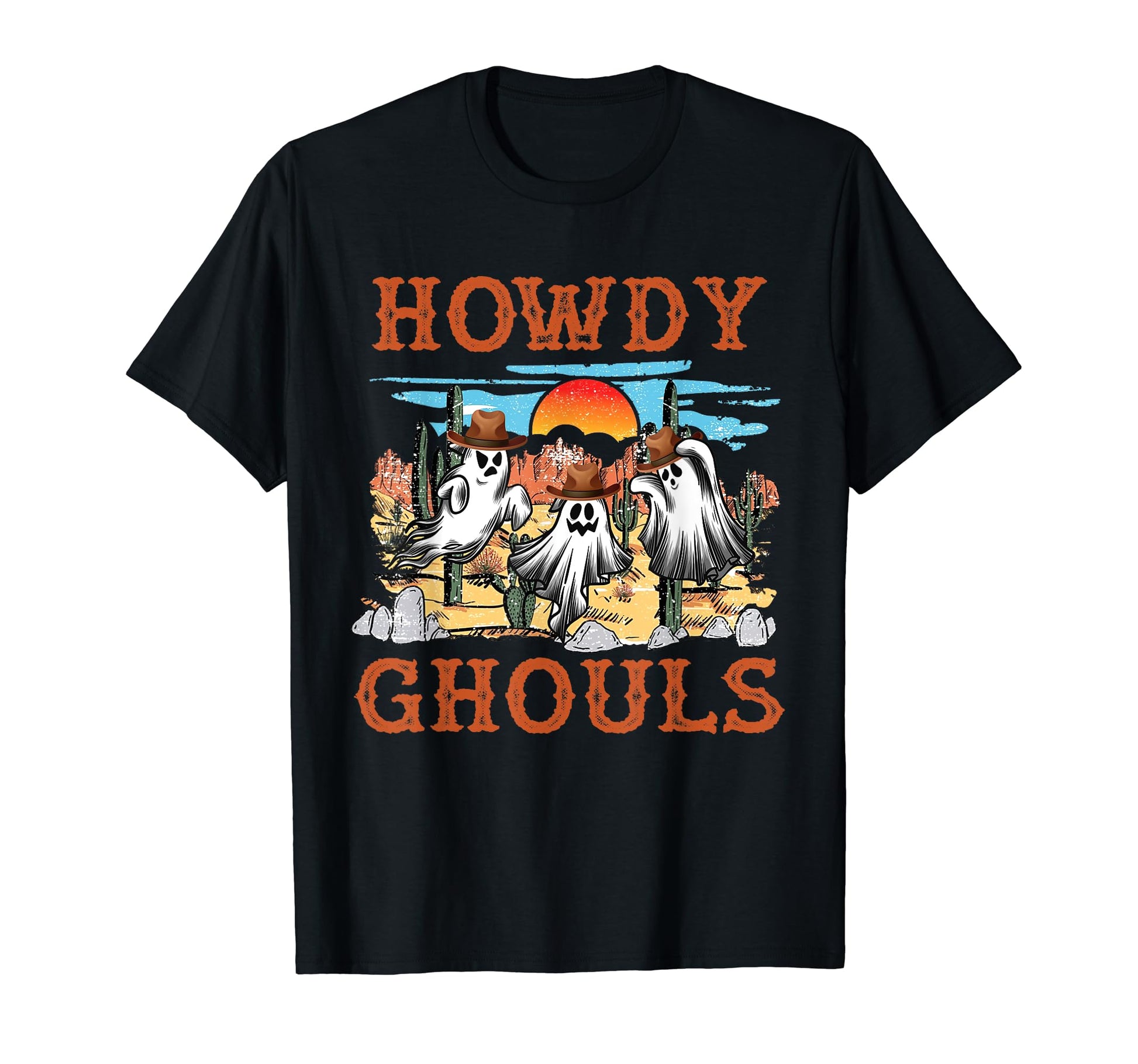 Funny Howdy Ghouls Western Halloween T-Shirt - Trendy Graphic Men Women - T-Shirt, Sweatshirt, Hoodie