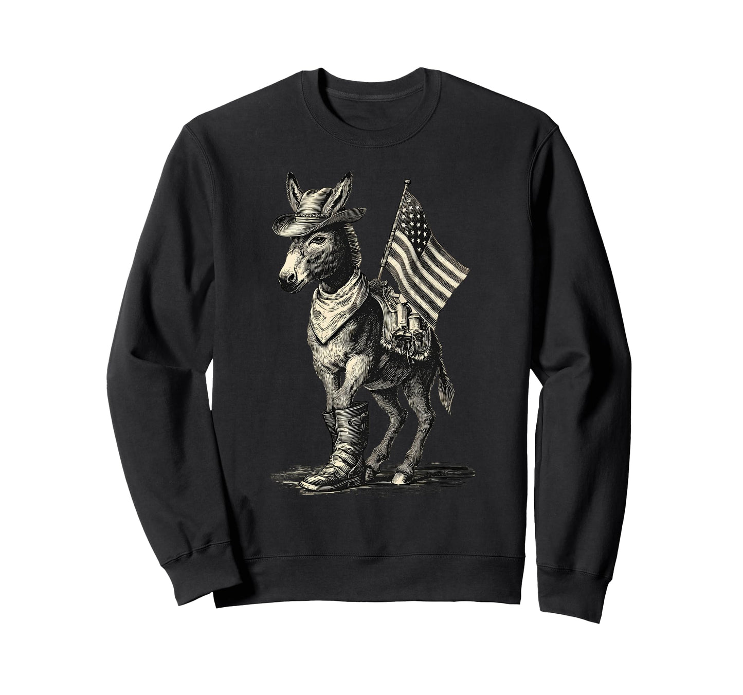 Country Cowboy Donkey Rodeo Cowgirl Sweatshirt - Unique Graphic Men Women - T-Shirt, Sweatshirt, Hoodie